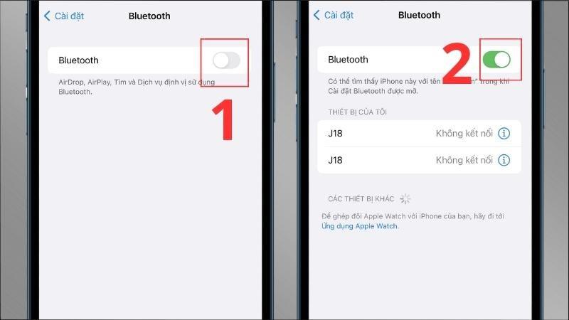 Tiến hành tắt và bật lại Bluetooth