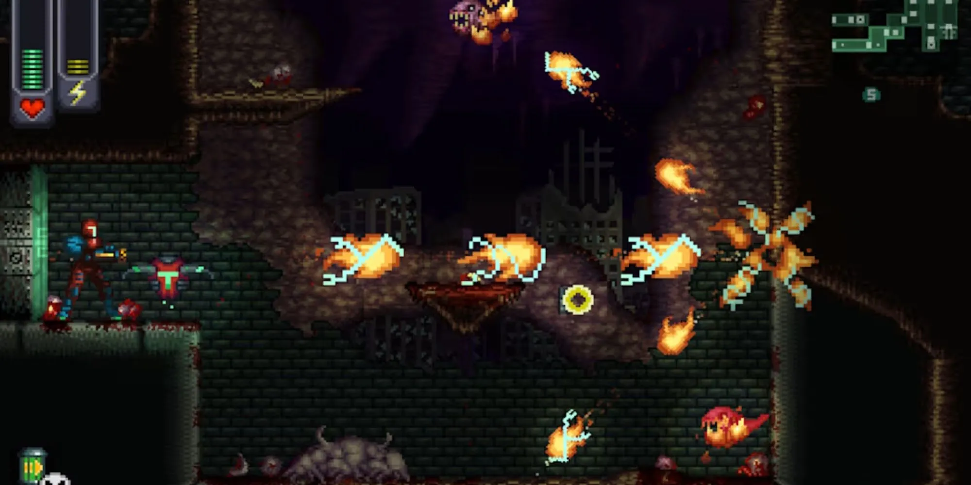 A Robot Named Fight là game Metroidvania kết hợp Roguelike và Bullet Hell với robot chống lại quái vật thịt