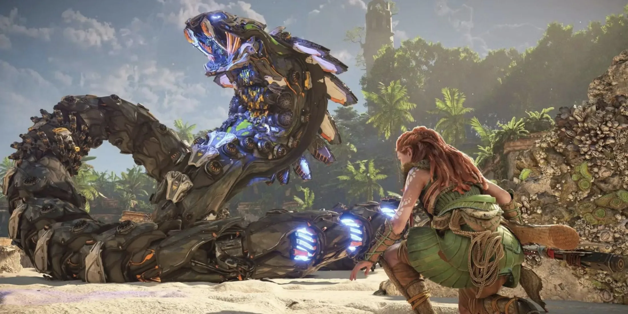 Ảnh Aloy trong Horizon Forbidden West nhìn về phía xa, minh họa cho cuộc tranh luận về AI và diễn viên.