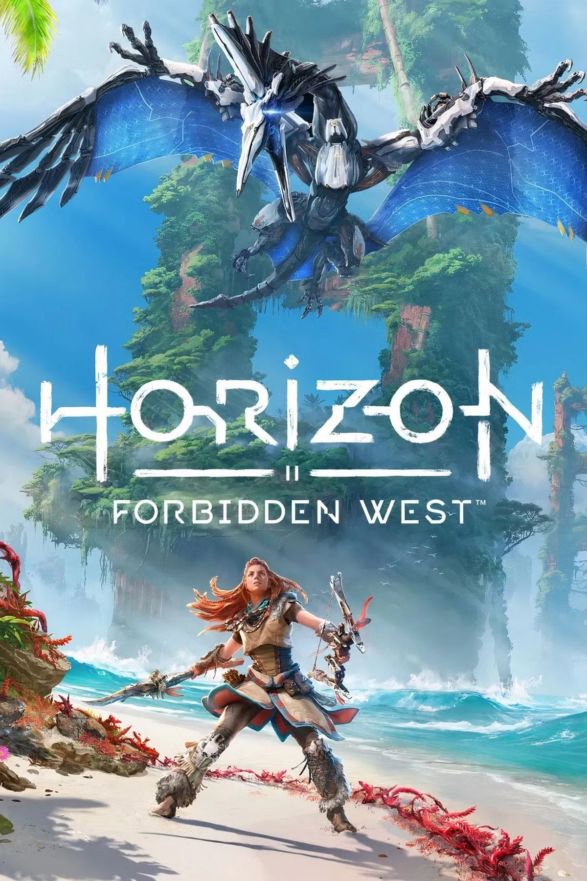 Ảnh bìa game Horizon Forbidden West với nhân vật Aloy đứng giữa khung cảnh hùng vĩ
