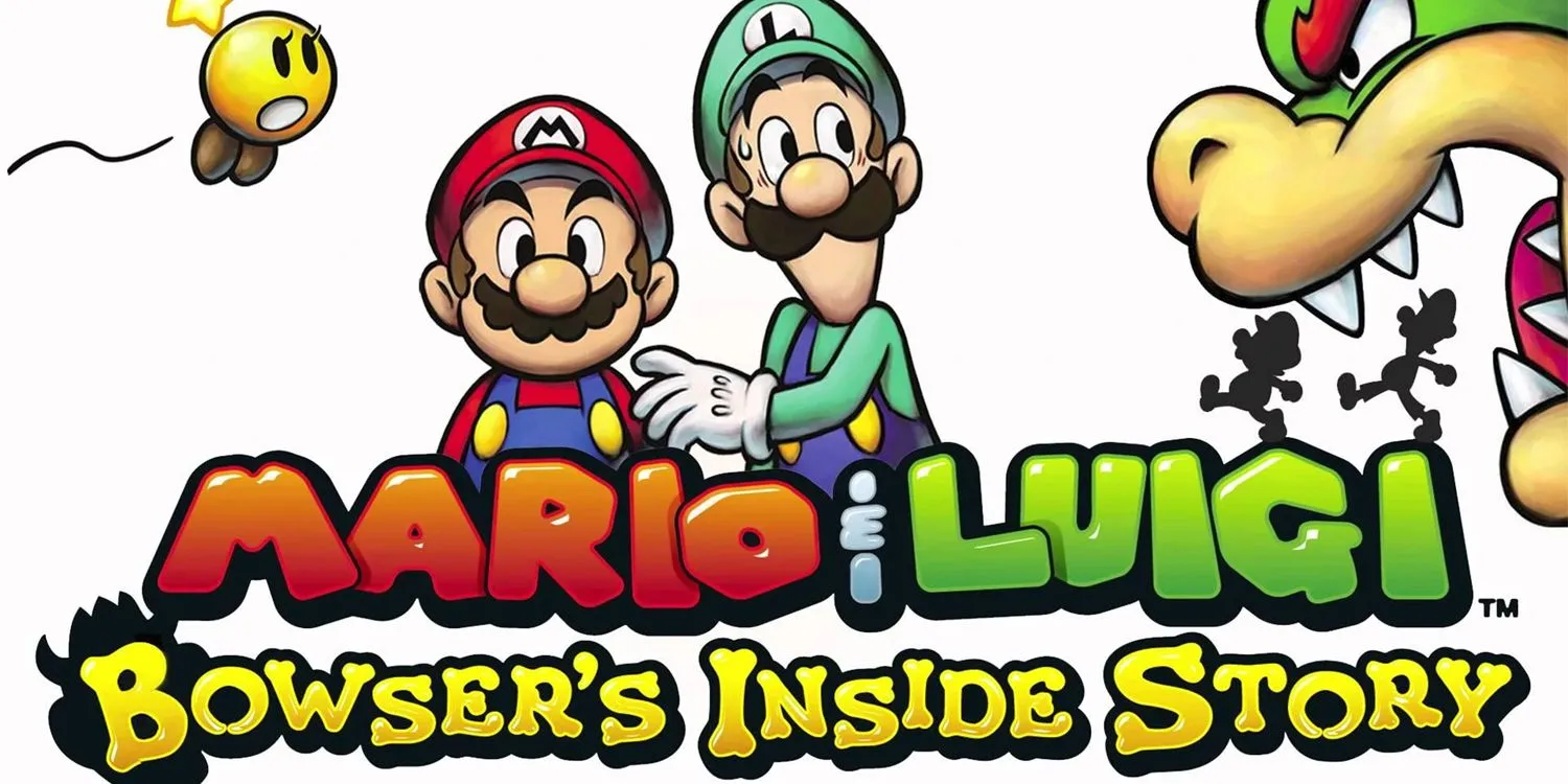 Ảnh bìa game Mario And Luigi Bowser's Inside Story với Mario, Luigi bên trong Bowser