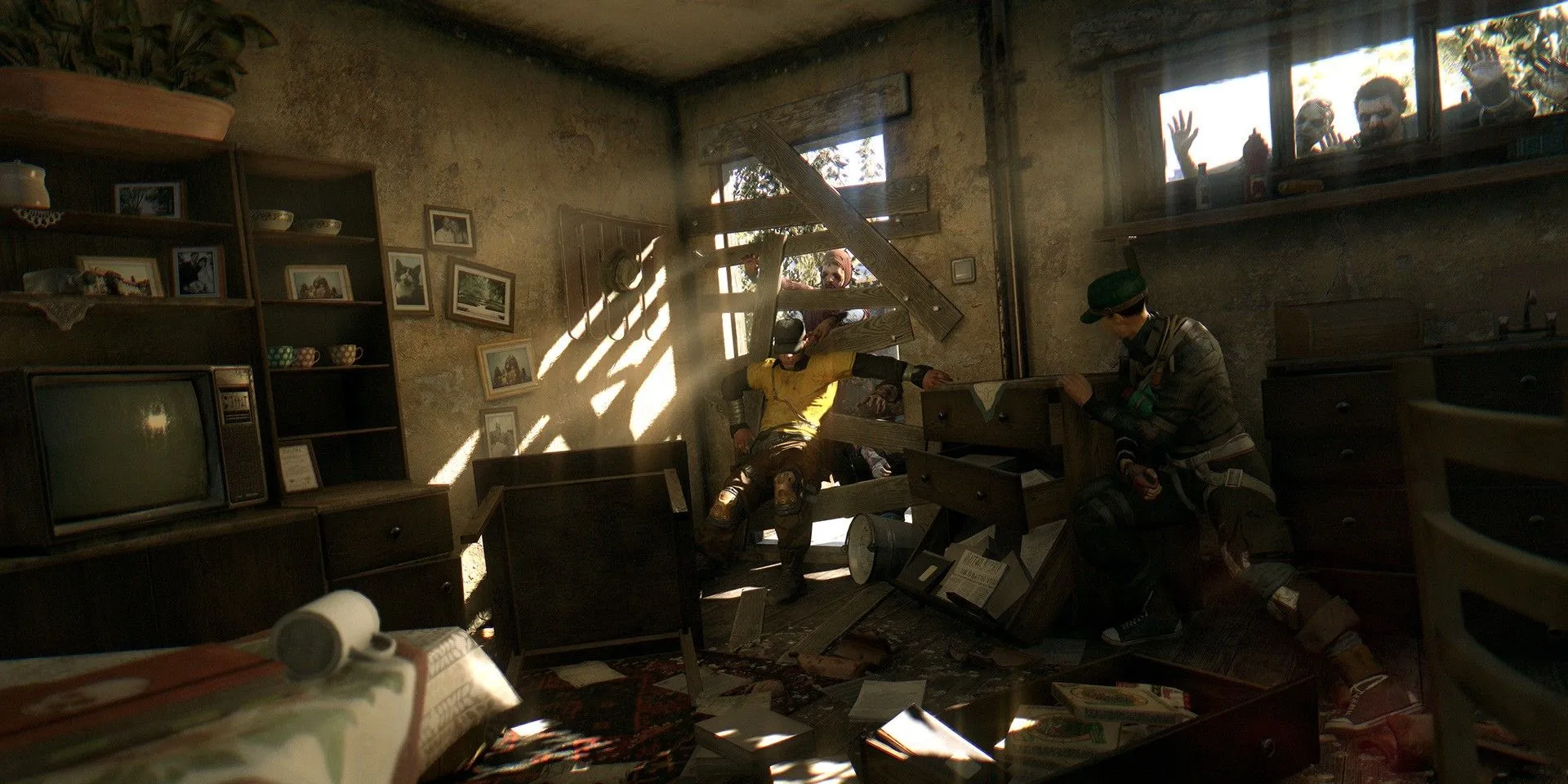 Ảnh chụp màn hình game Dying Light, thể hiện cơ chế parkour và bối cảnh thành phố Harran tràn ngập zombie.