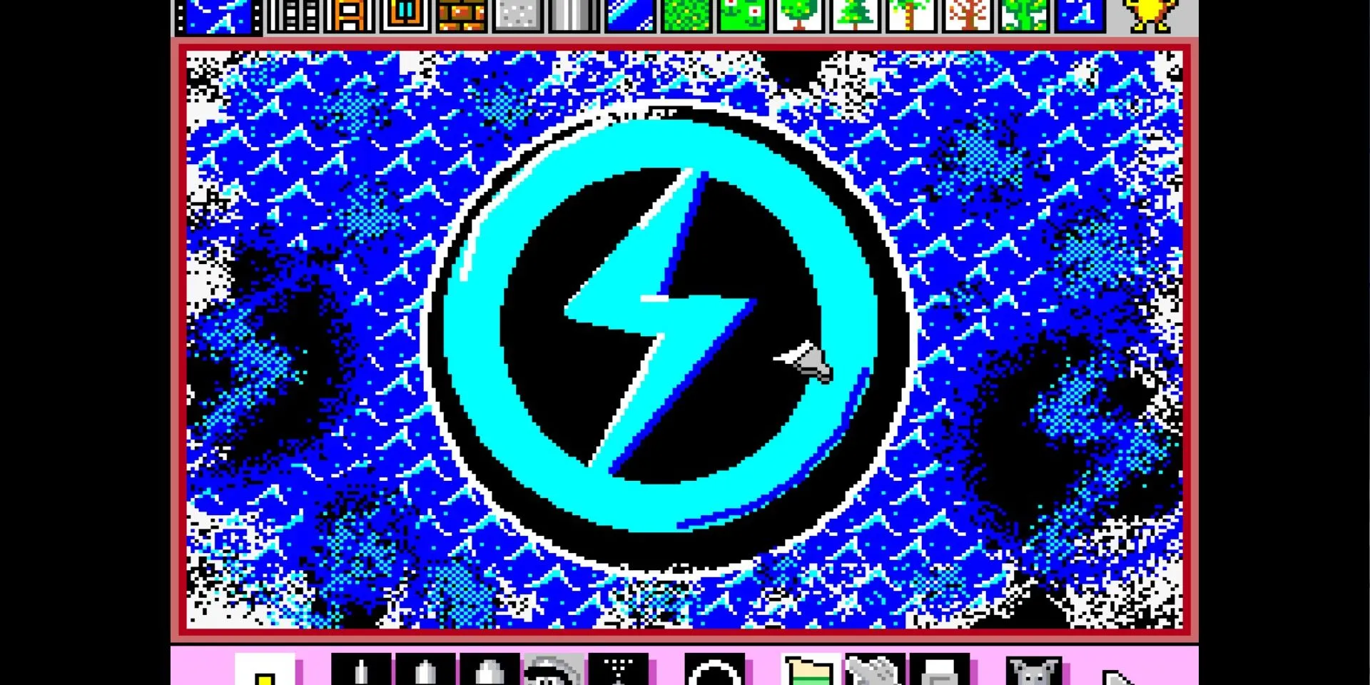 Ảnh chụp màn hình Mario Paint trên SNES với logo Dualshockers được vẽ