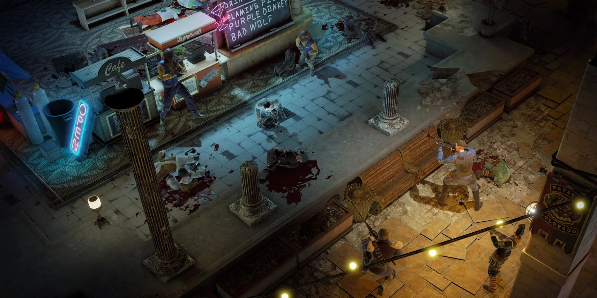 Ảnh chụp màn hình trong game Wasteland 3 thể hiện cảnh chiến đấu chiến thuật
