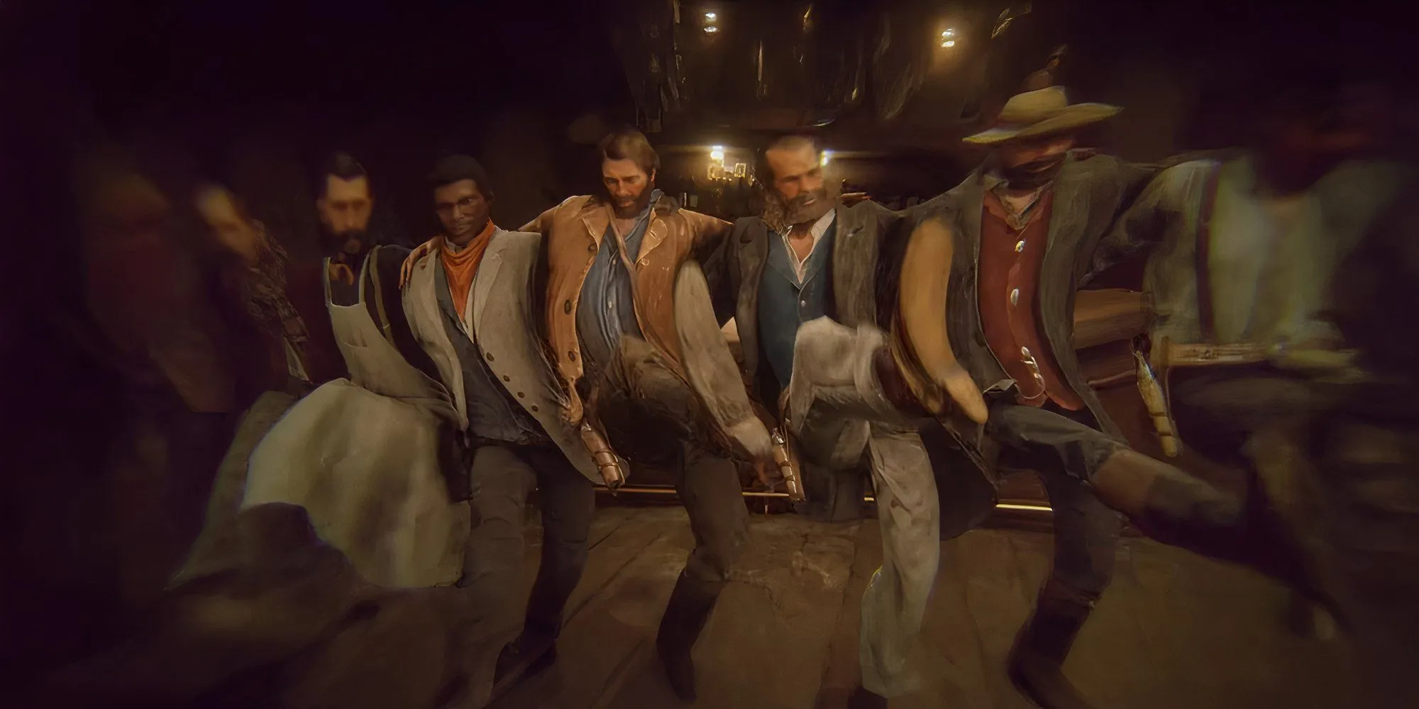 Arthur và Lenny say rượu trong quán bar ở Red Dead Redemption 2