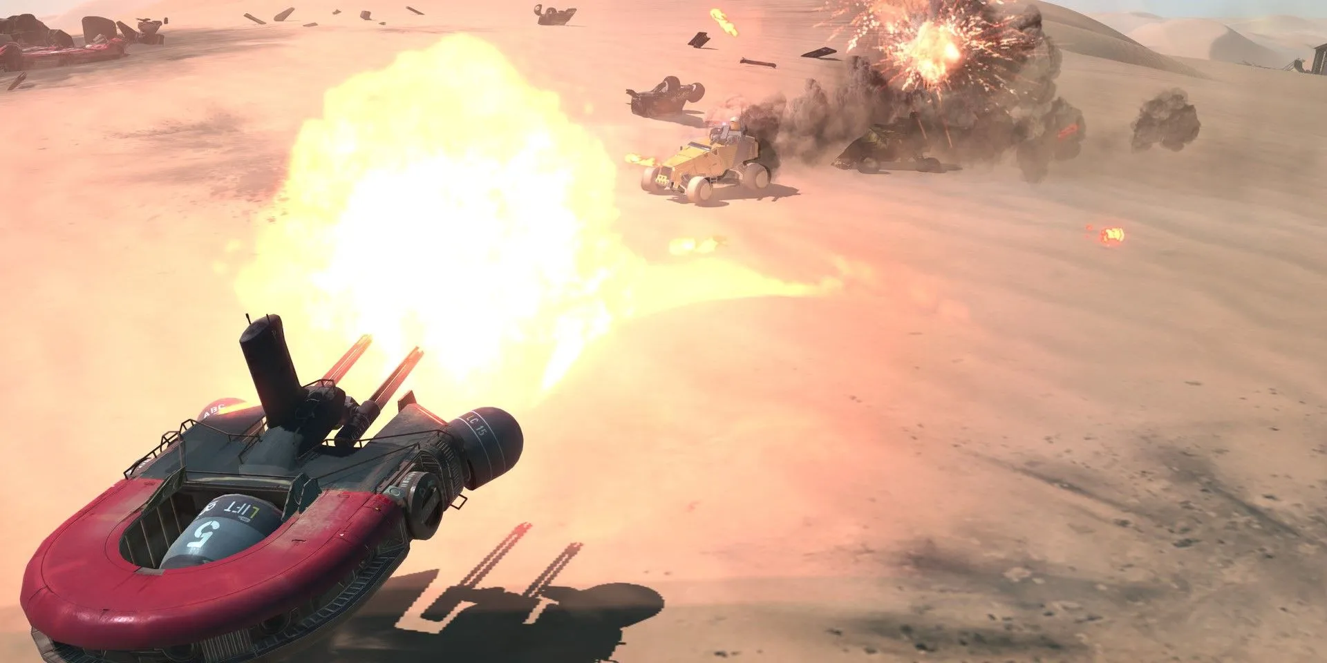 Artwork Homeworld: Deserts of Kharak với chiếc tàu sân bay sa mạc khổng lồ Kapisi