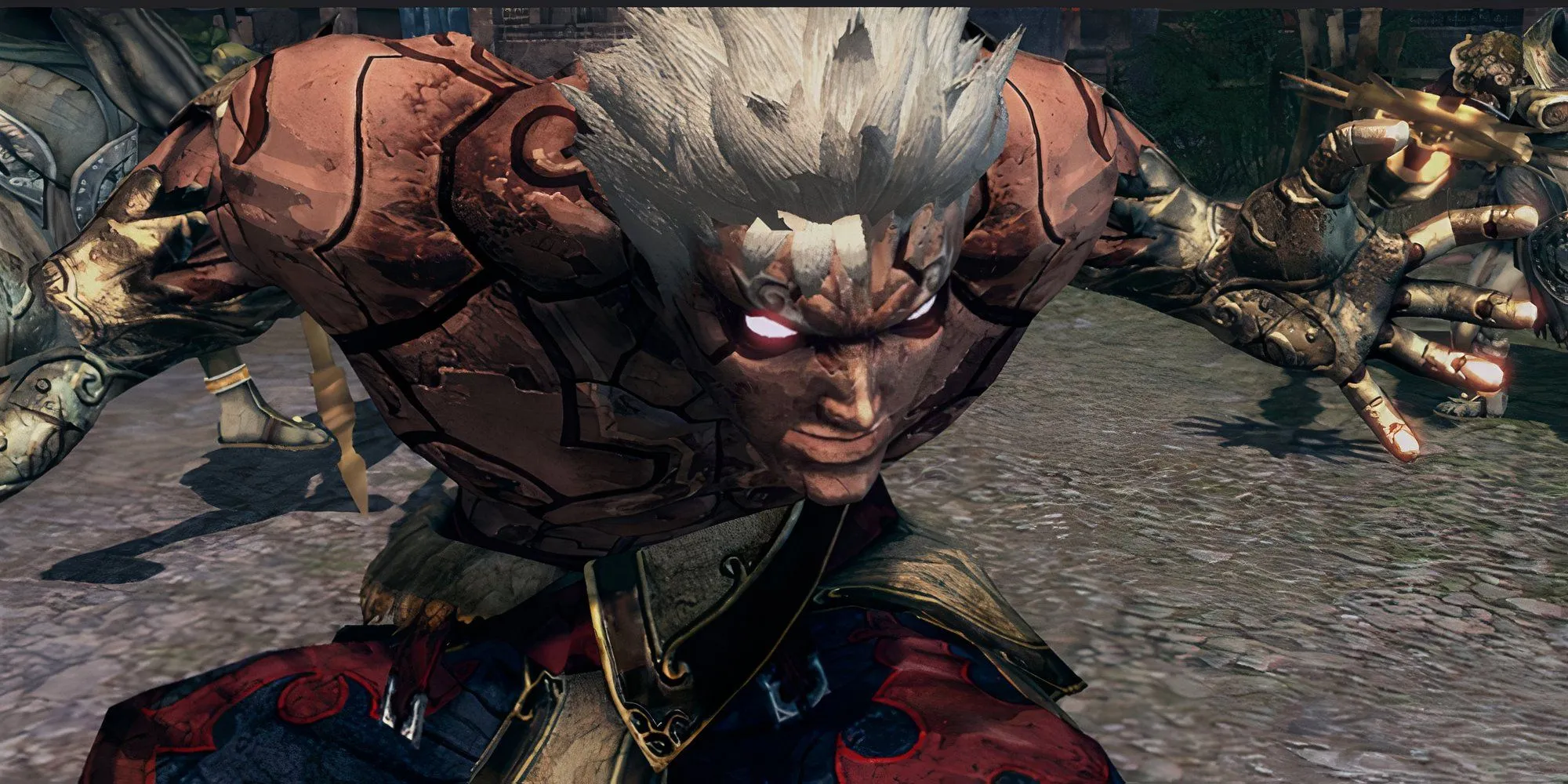 Asura tung đòn tấn công mạnh mẽ trong game Asura's Wrath.