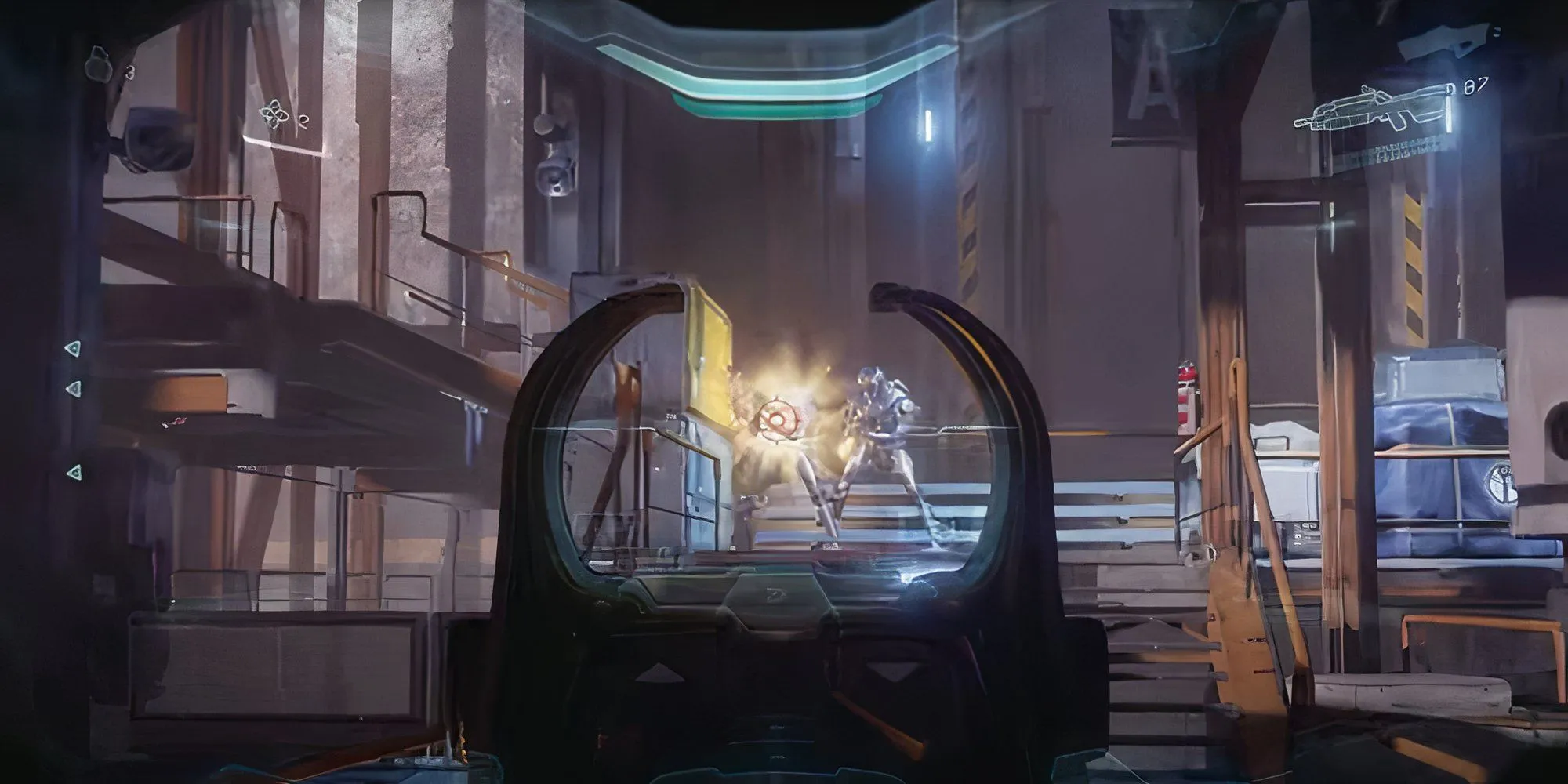 Bắn vào kẻ thù trong vai Spartan Locke trong chiến dịch Halo 5 Guardians