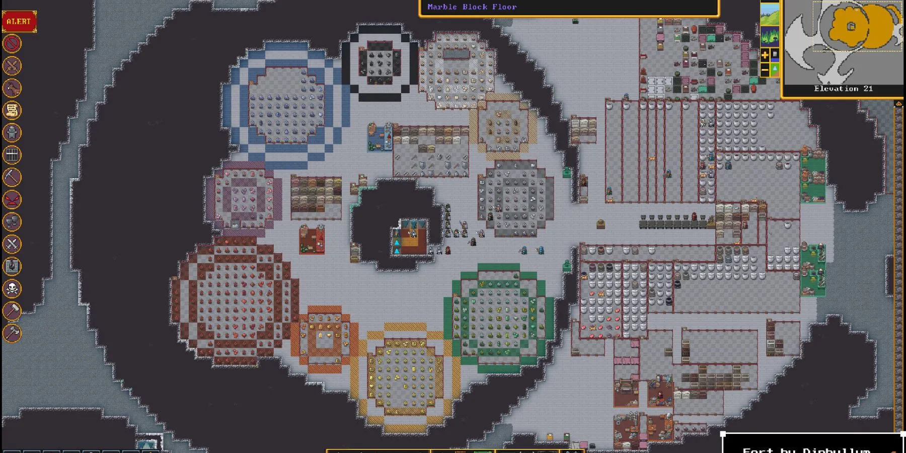 Bố cục chi tiết của một pháo đài ngầm trong Dwarf Fortress