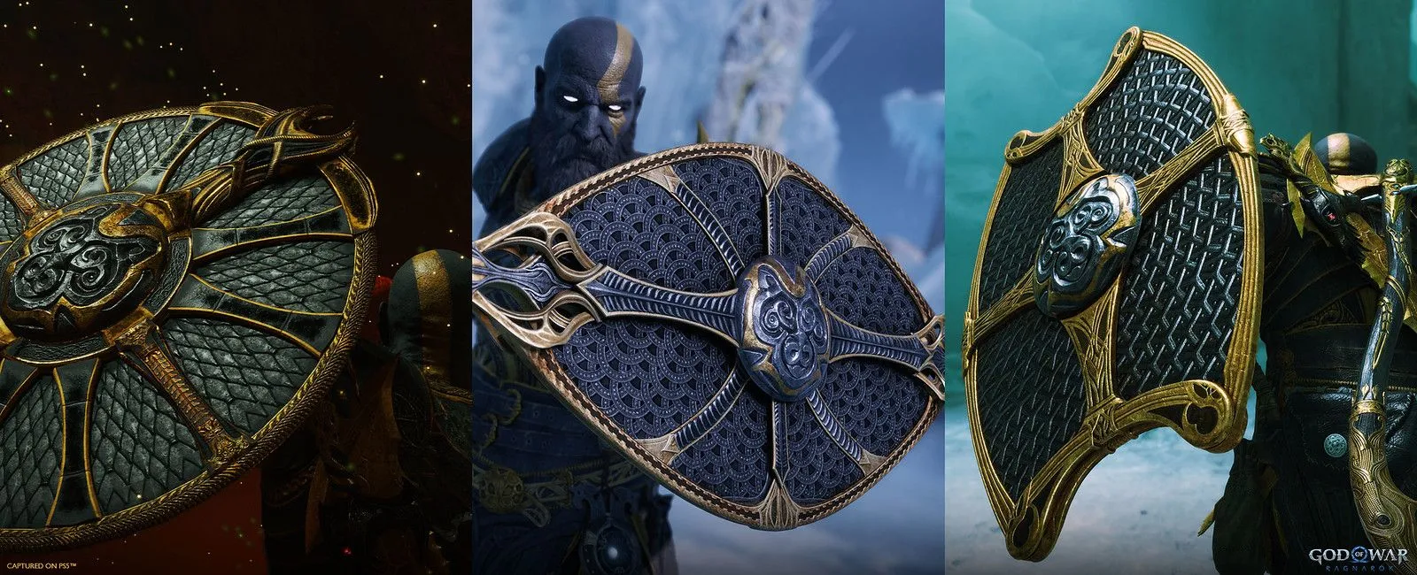 Bộ sưu tập khiên Dark Odyssey với nhiều mẫu mã độc đáo cho Kratos trong God of War Ragnarok