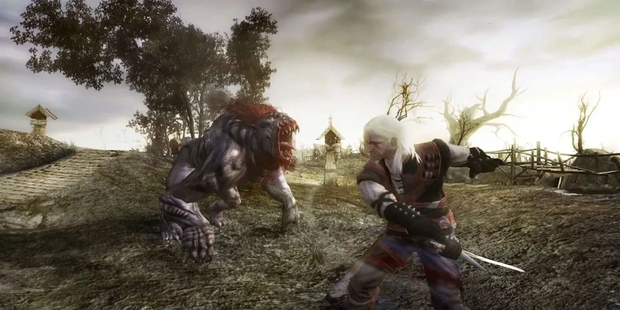 Bức ảnh nghệ thuật nhân vật Geralt of Rivia trong game The Witcher đầu tiên