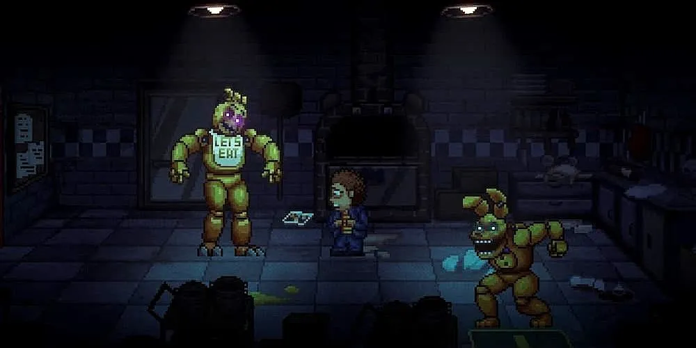Búp bê hoạt hình Chica và Yellow Rabbit đáng sợ trong Five Nights at Freddy’s: Into the Pit