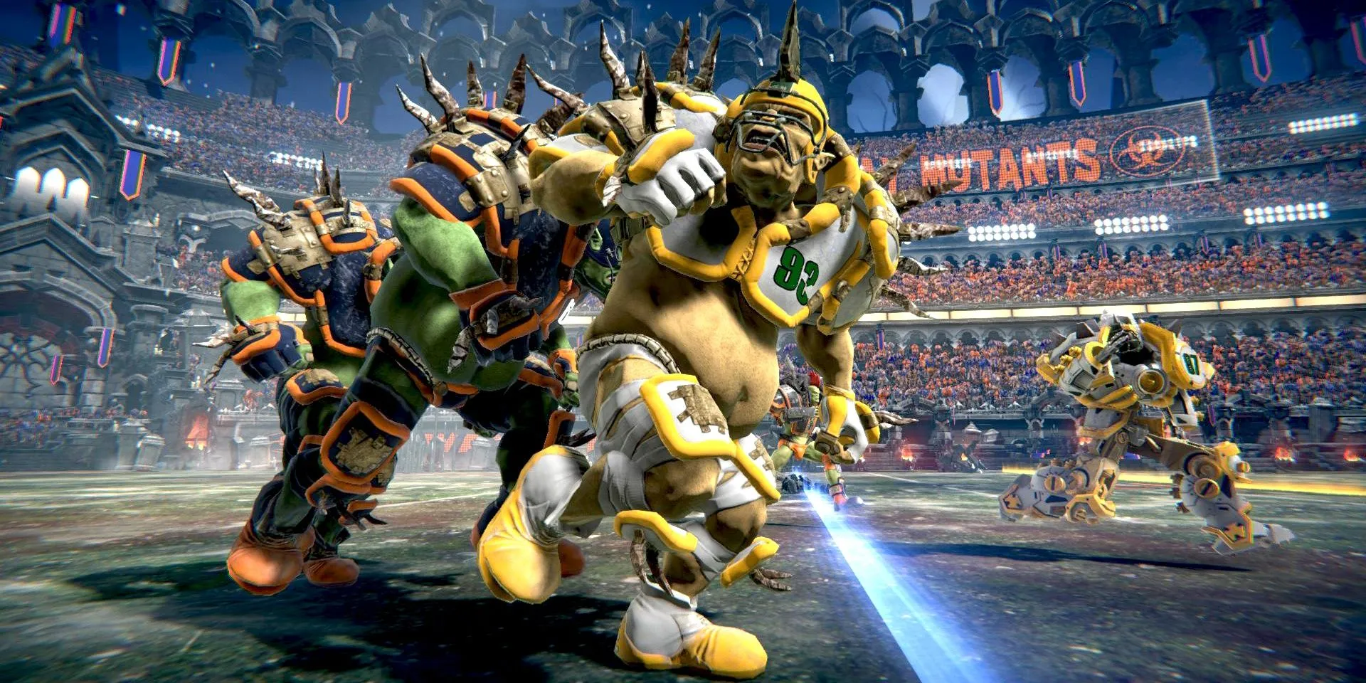 Các cầu thủ quái vật trên sân trong game Mutant Football League