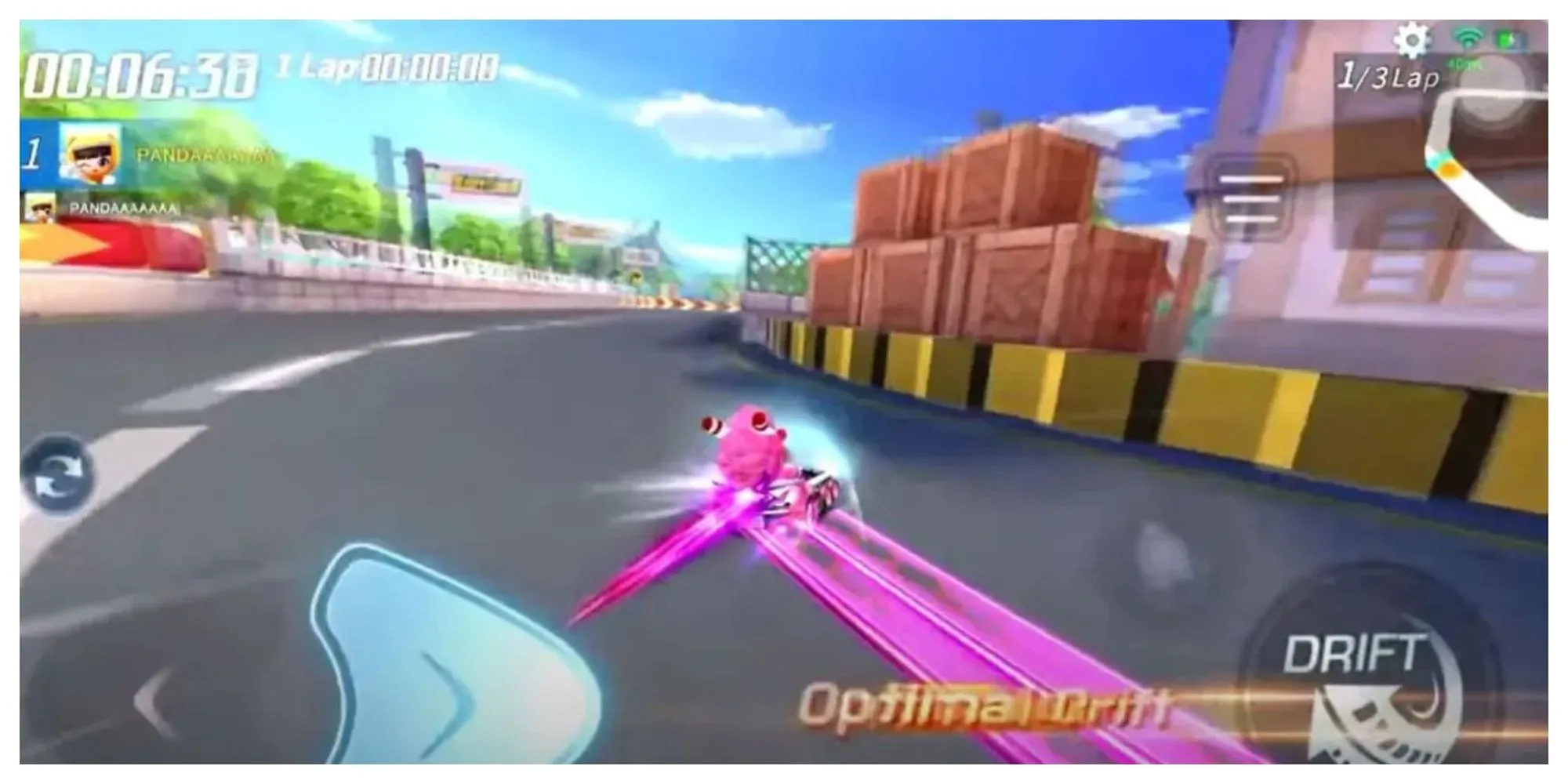 Các nhân vật hoạt hình đáng yêu trên những chiếc xe kart đầy màu sắc trong KartRider Rush+