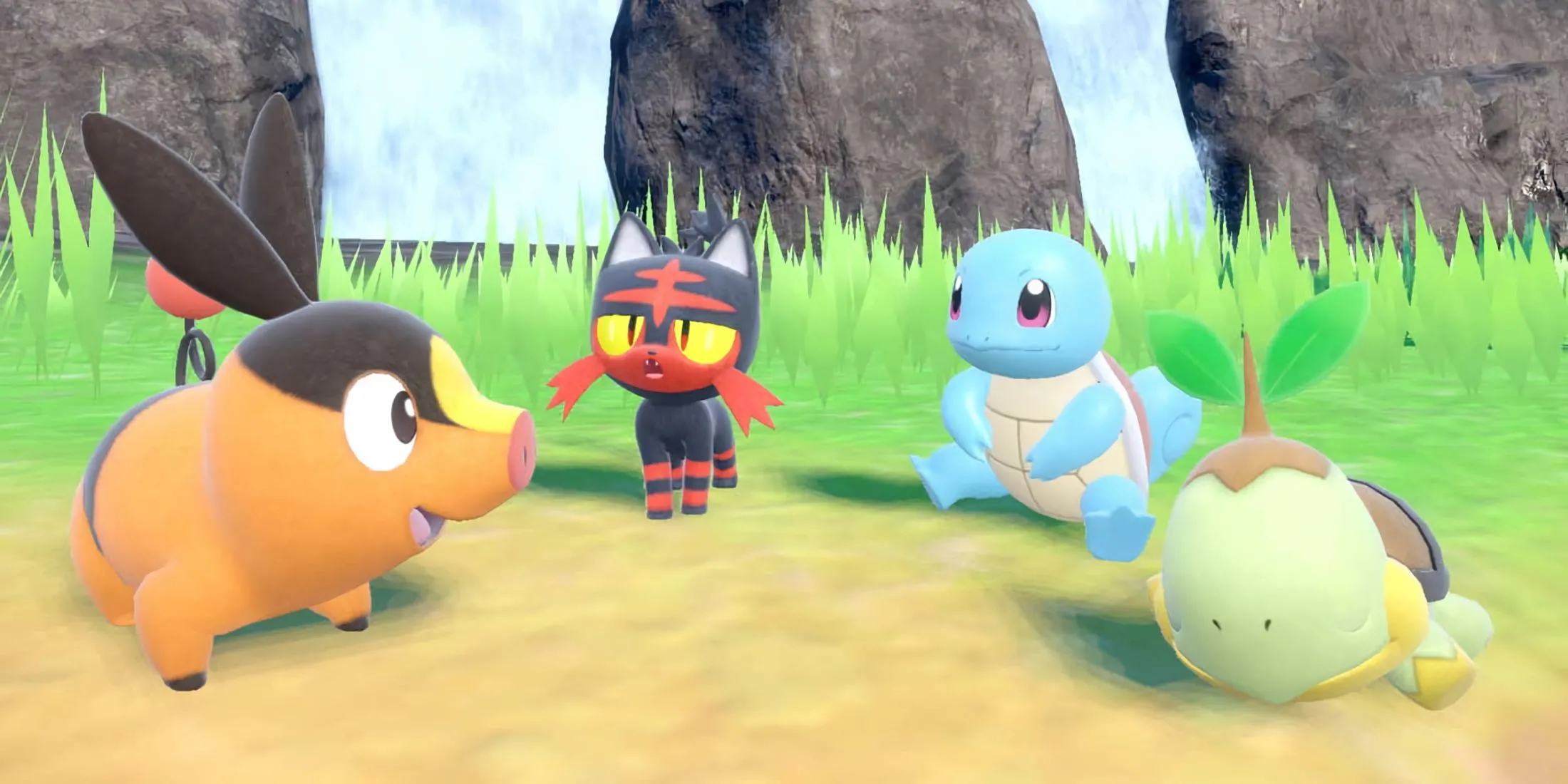 Các Pokémon Tepig, Litten, Squirtle, Turtwig trong Pokémon Scarlet and Violet