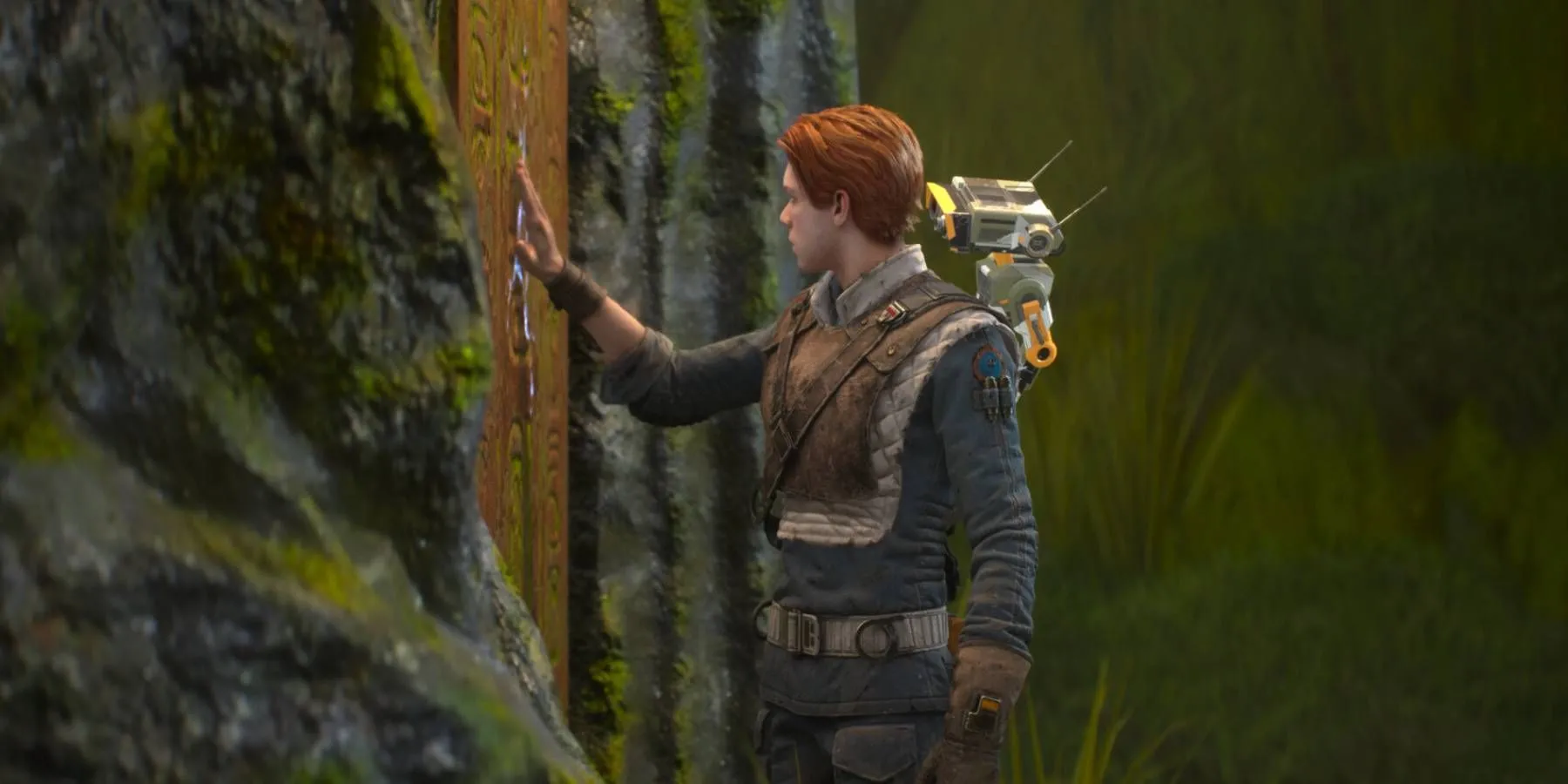 Cal Kestis trong Star Wars Jedi Fallen Order sử dụng khả năng Psychometry chạm vào đồ vật để tái hiện quá khứ