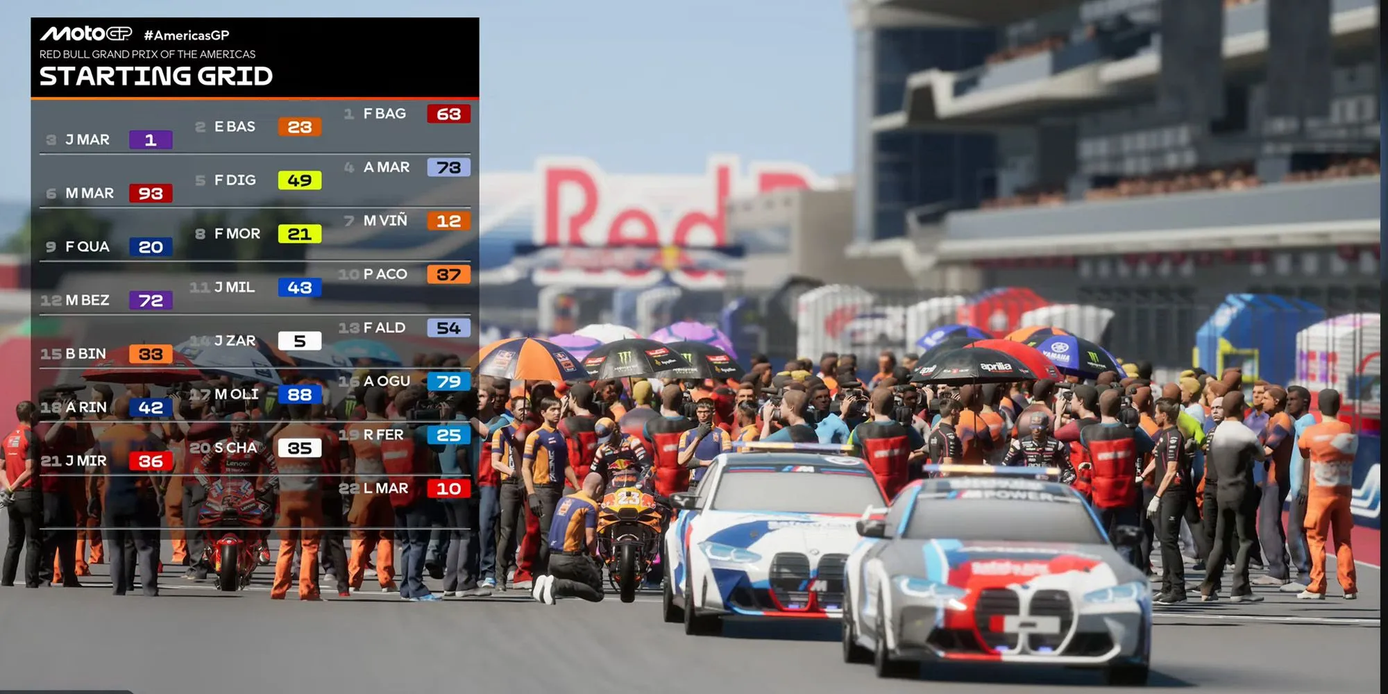 Cảnh các tay đua trên vạch xuất phát trong MotoGP 25