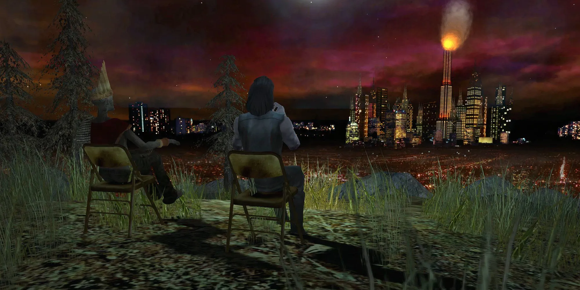Cảnh cháy nổ cuối game Vampire: The Masquerade - Bloodlines, một tựa game RPG ma cà rồng đặc sắc