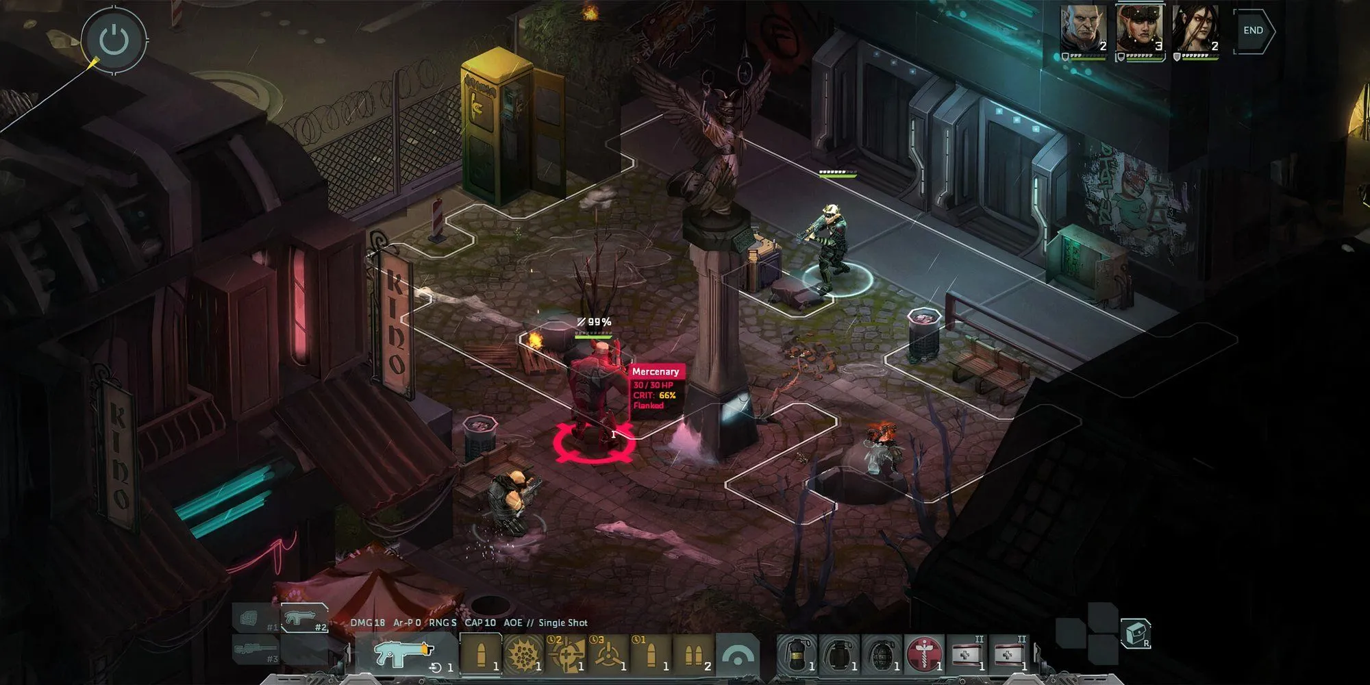Cảnh chiến đấu chiến thuật trong game Shadowrun Dragonfall với bối cảnh cyberpunk độc đáo