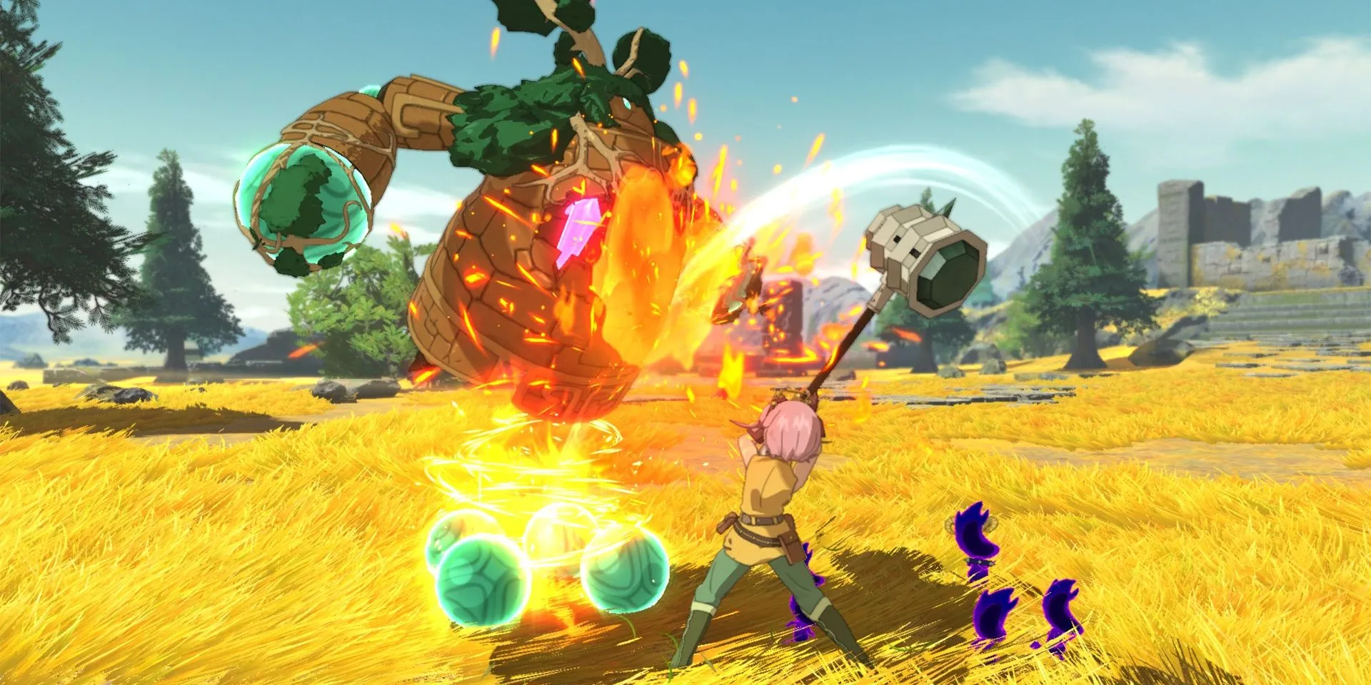 Cảnh chiến đấu hành động đẹp mắt trong game JRPG phong cách Ghibli, Ni No Kuni 2 Revenant Kingdom