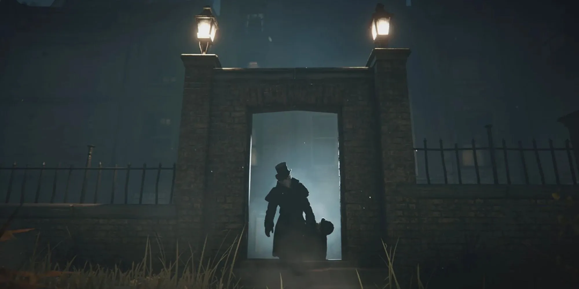 Cảnh mở đầu DLC Jack the Ripper của Assassin's Creed Syndicate, thể hiện không khí tăm tối của Đông London thời Victoria
