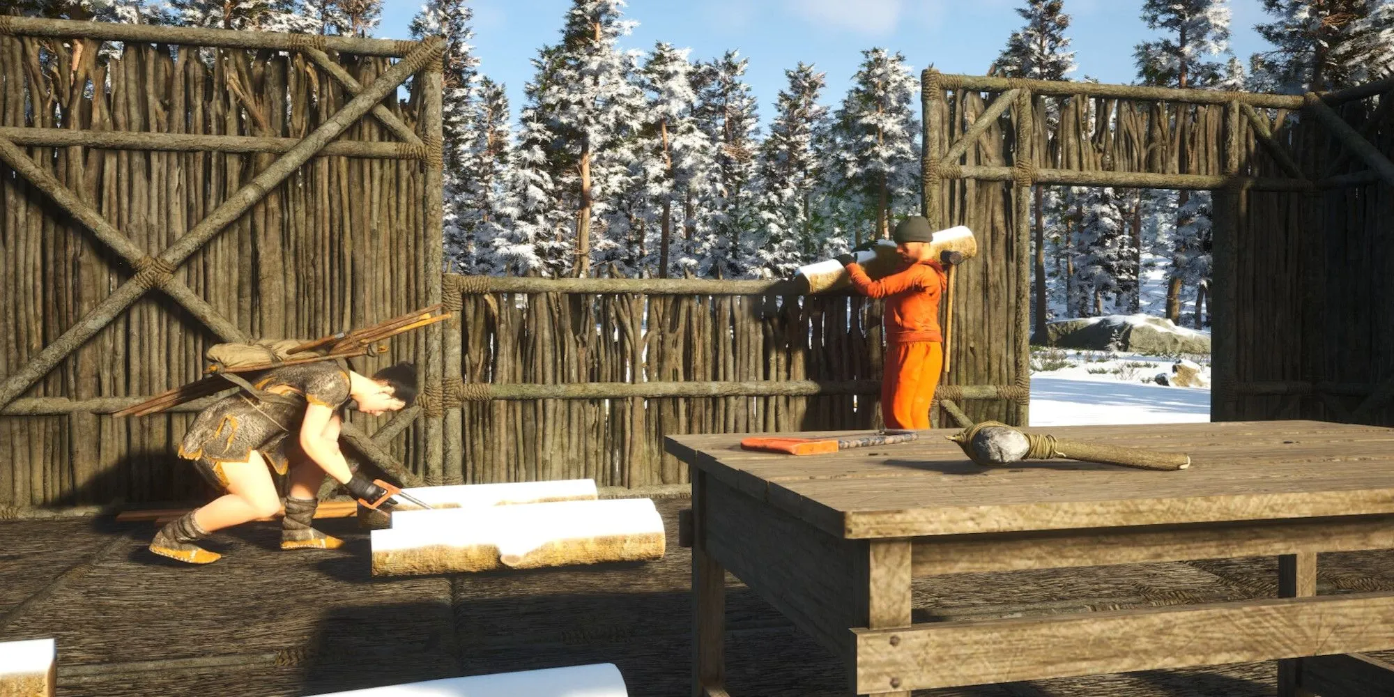Cảnh xây dựng căn cứ trong game SCUM