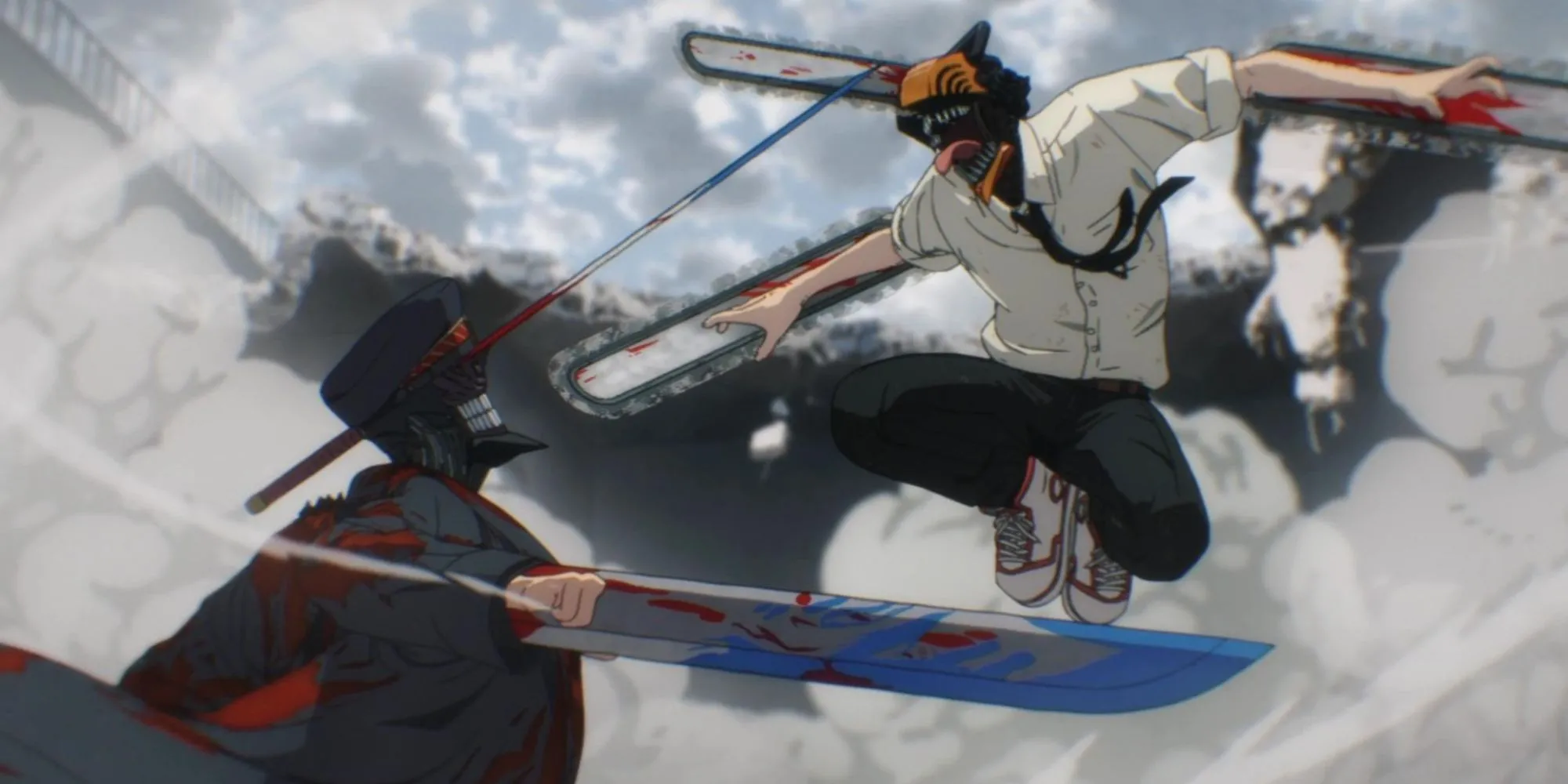 Chainsaw Man Denji đối đầu Katana Man trong trận chiến đẫm máu