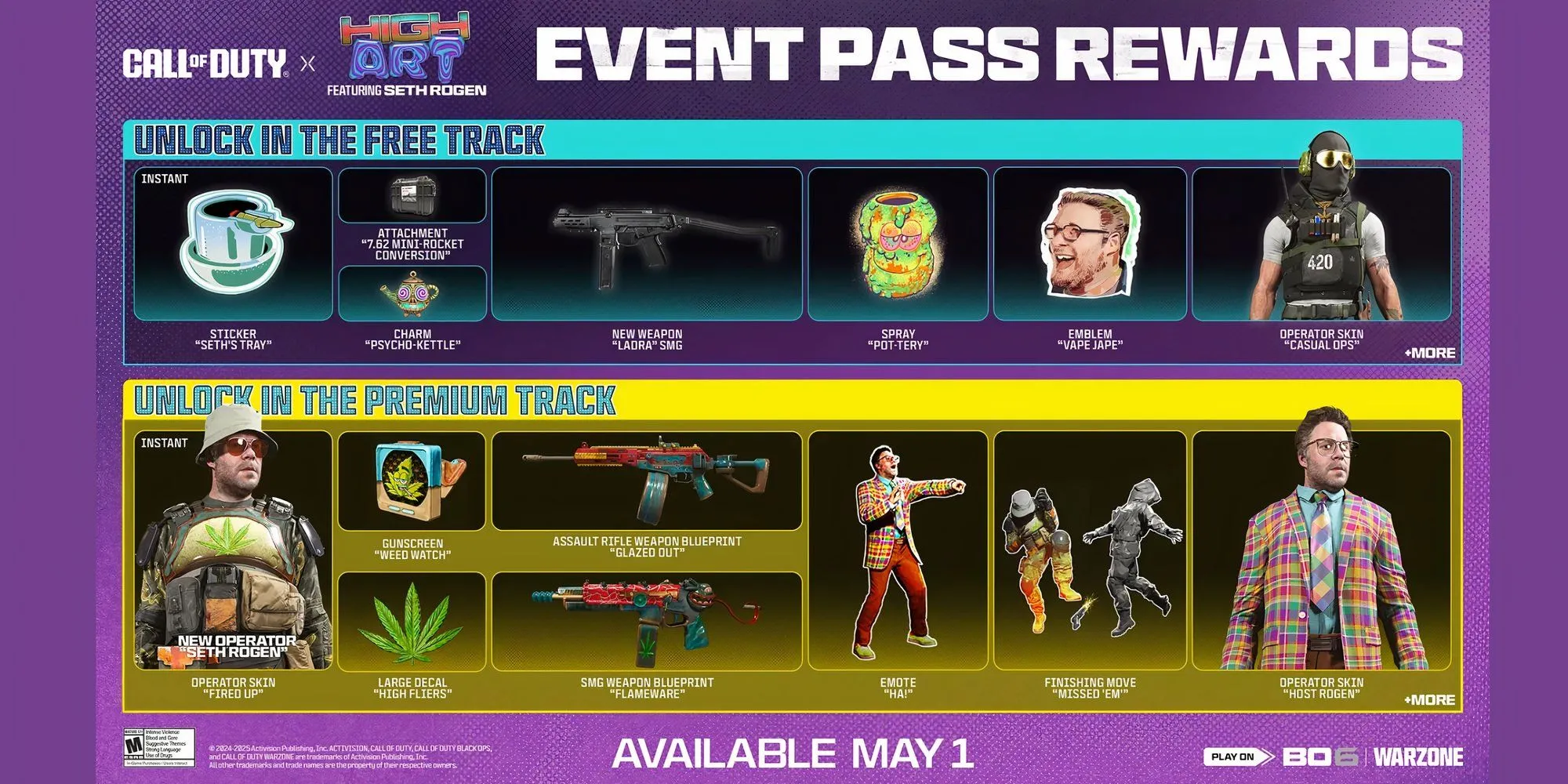 Chi tiết vé sự kiện Call of Duty Season 3 Reloaded có skin Seth Rogen