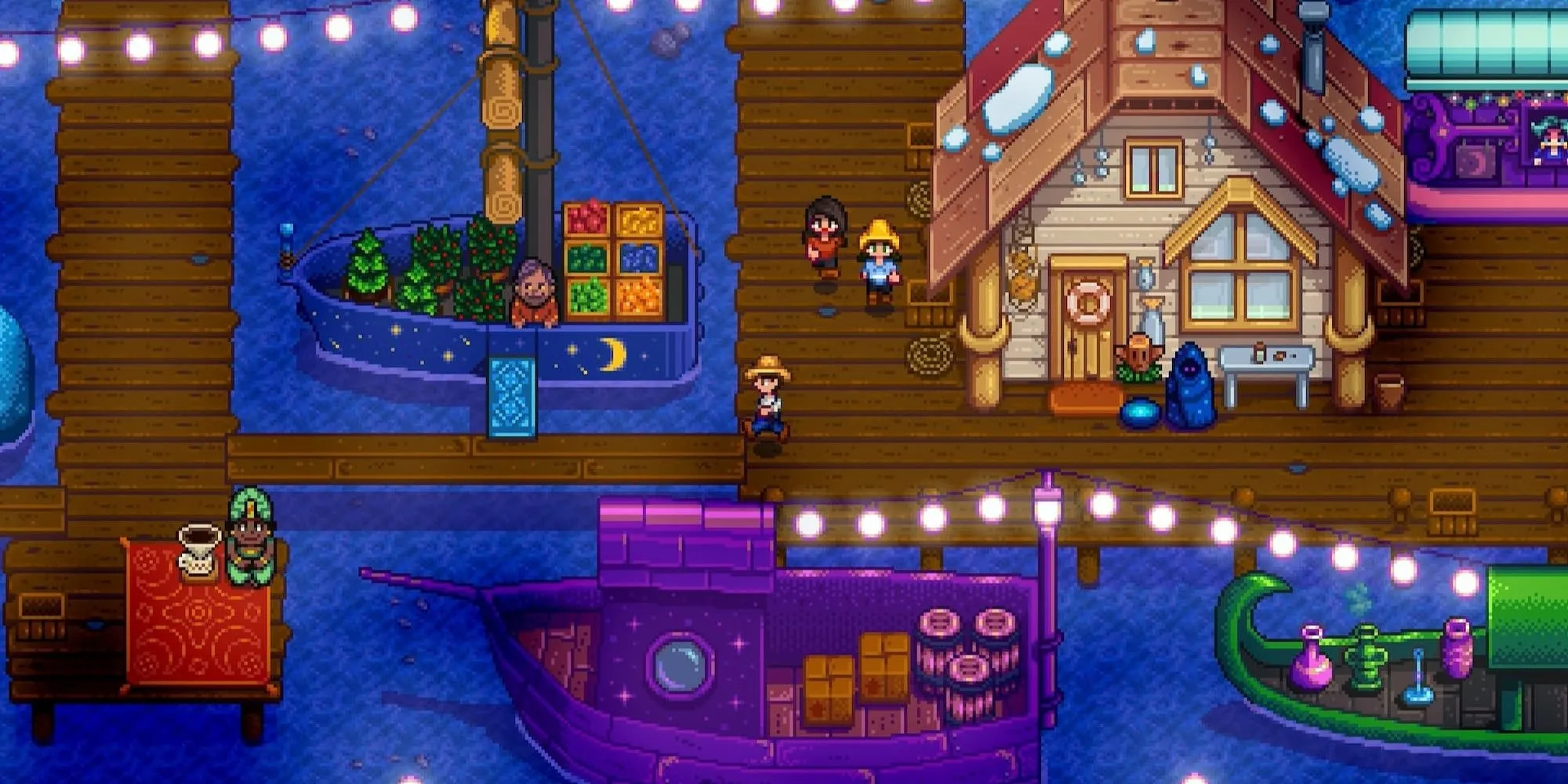 Chiếc thuyền màu tím trong game Stardew Valley
