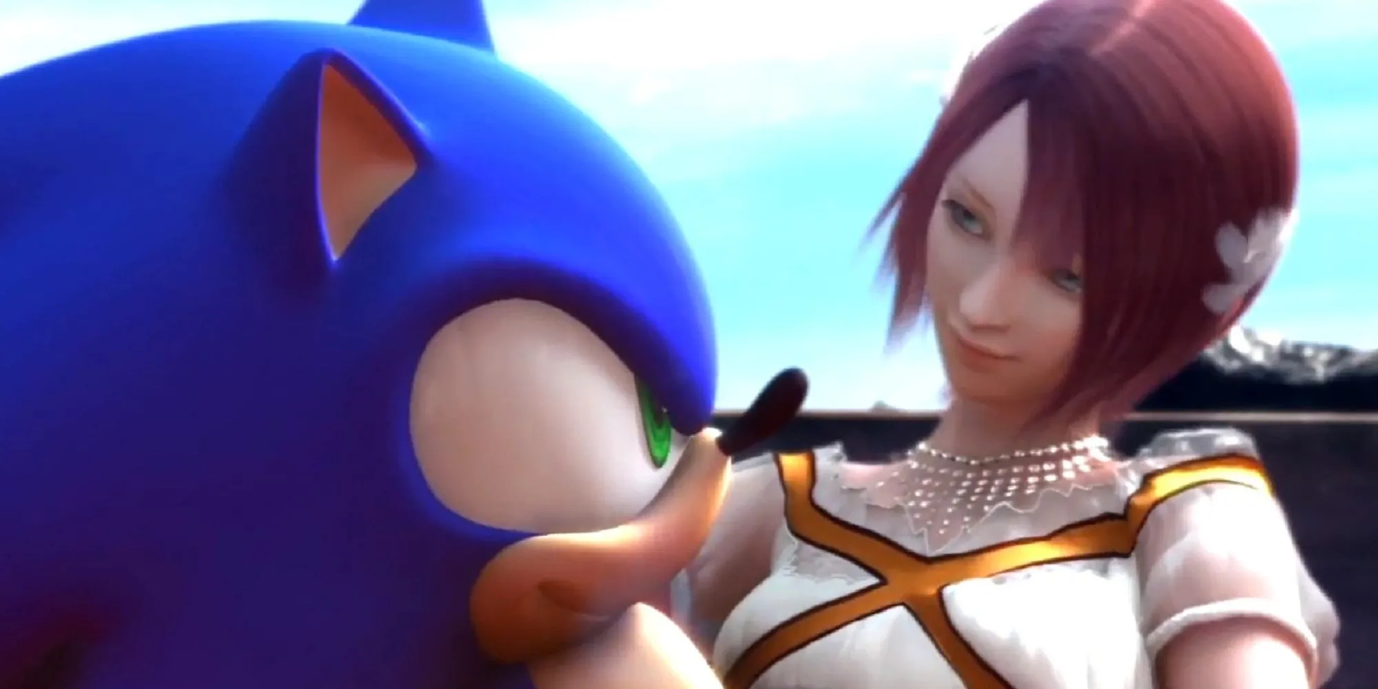 Công chúa Elise ôm Sonic the Hedgehog trong một phân cảnh gây tranh cãi từ Sonic '06.