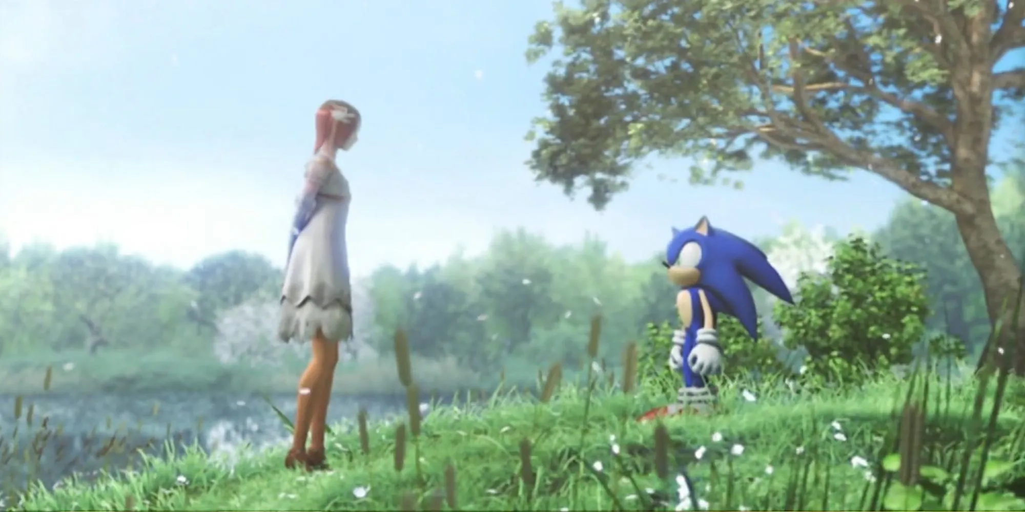 Công chúa Elise và Sonic đứng trên một cánh đồng trong Sonic The Hedgehog 2006