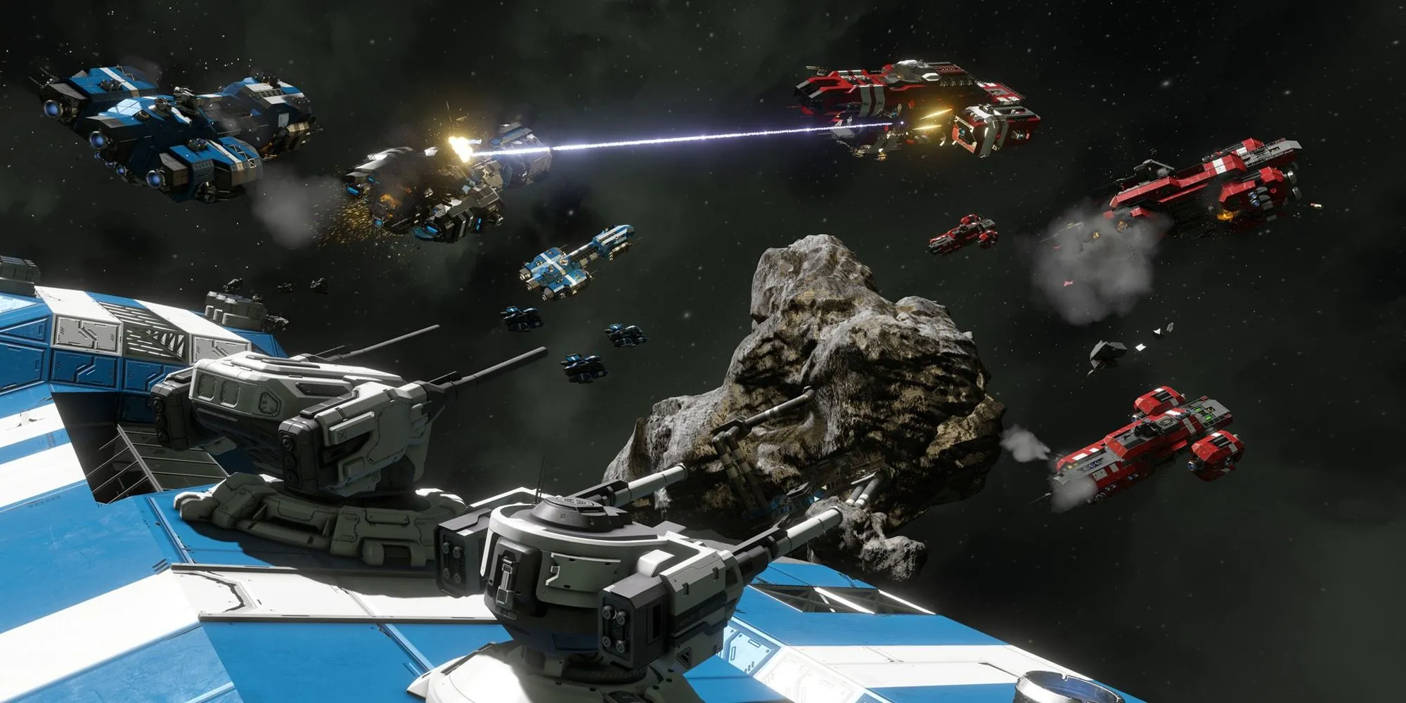 Công trình tàu vũ trụ phức tạp được xây dựng bởi người chơi trong game sandbox Space Engineers.