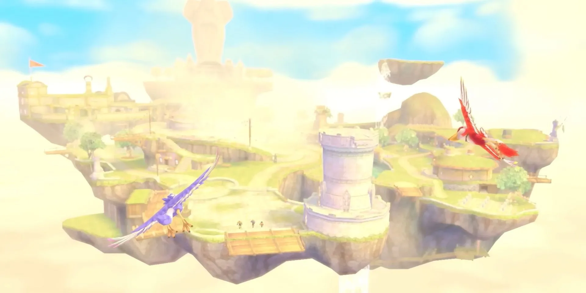 Đàn Loftwings bay lượn trên bầu trời Skyloft trong game Zelda Skyward Sword - một trong những khu vực hướng dẫn game ấn tượng