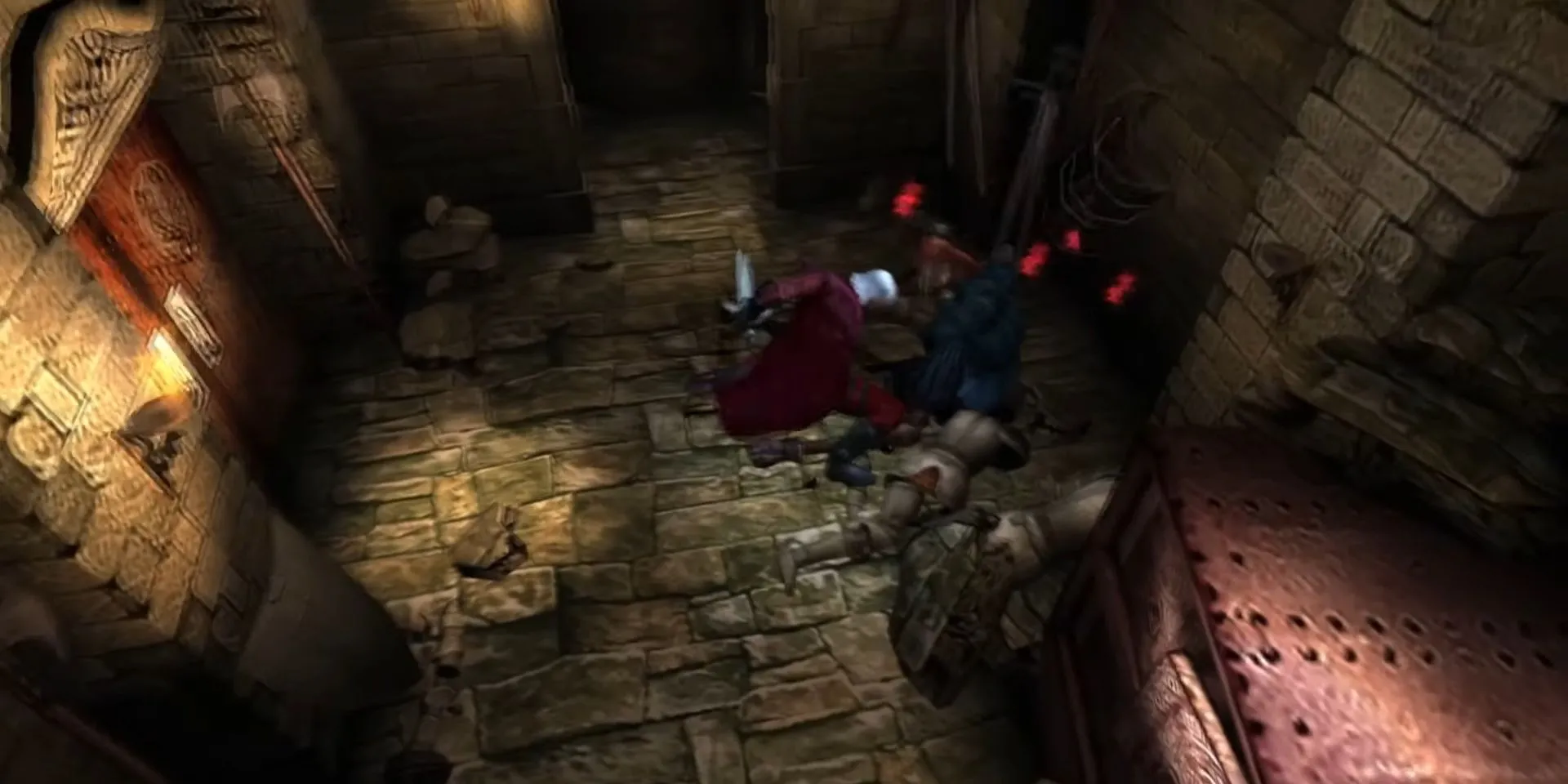 Dante thu thập Red Orbs từ việc phá hủy các vật thể trong Devil May Cry