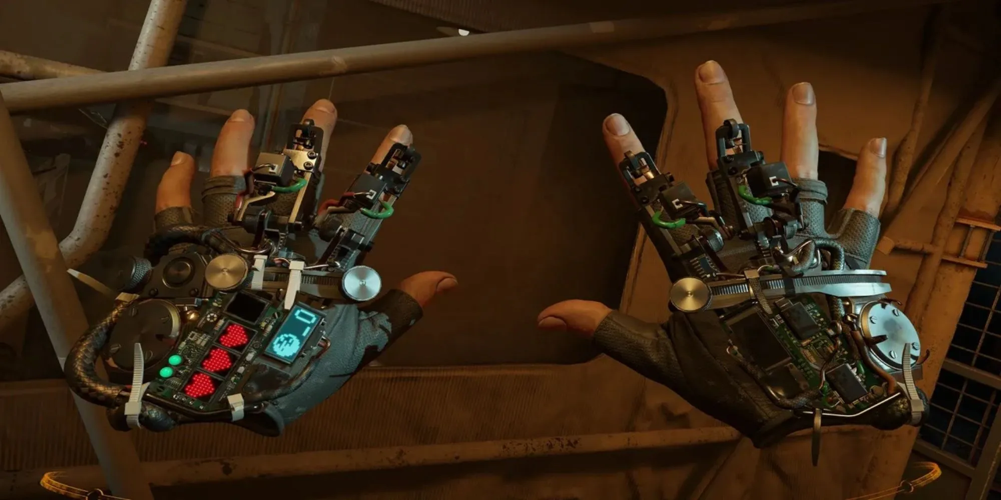 Đôi bàn tay của nhân vật chính Alyx đeo găng tay VR trong game Half-Life Alyx