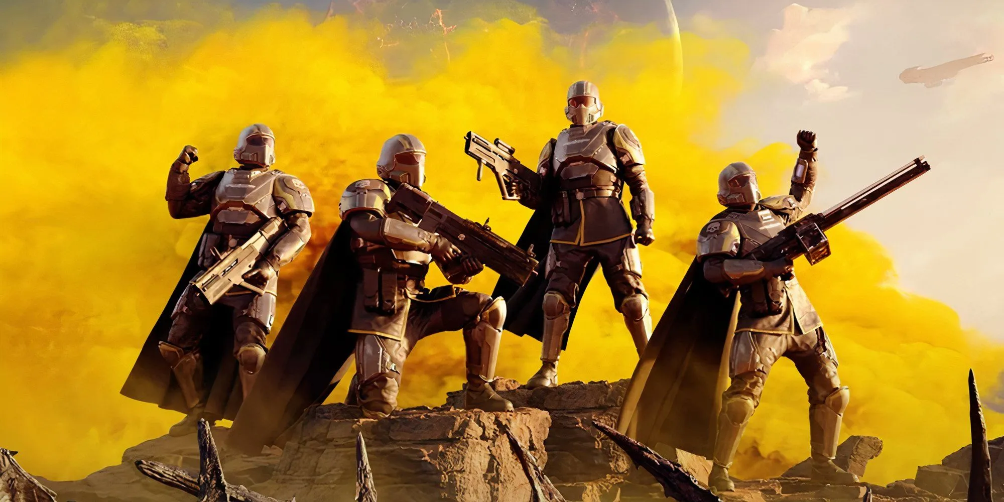 Đội hình Helldivers 2 sẵn sàng chiến đấu chống lại bầy quái vật ngoài hành tinh
