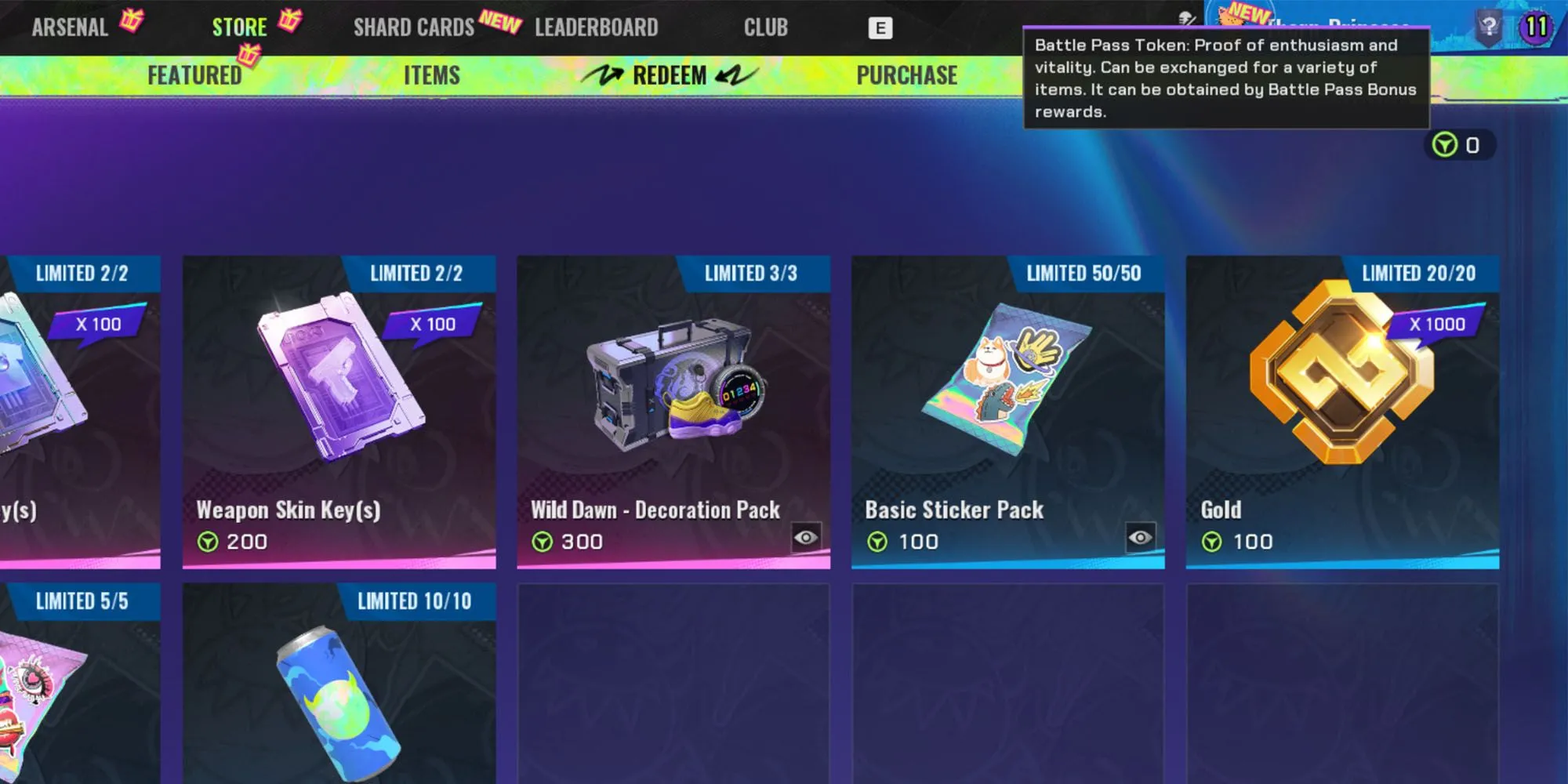 Đổi token Battle Pass để lấy vàng trong FragPunk