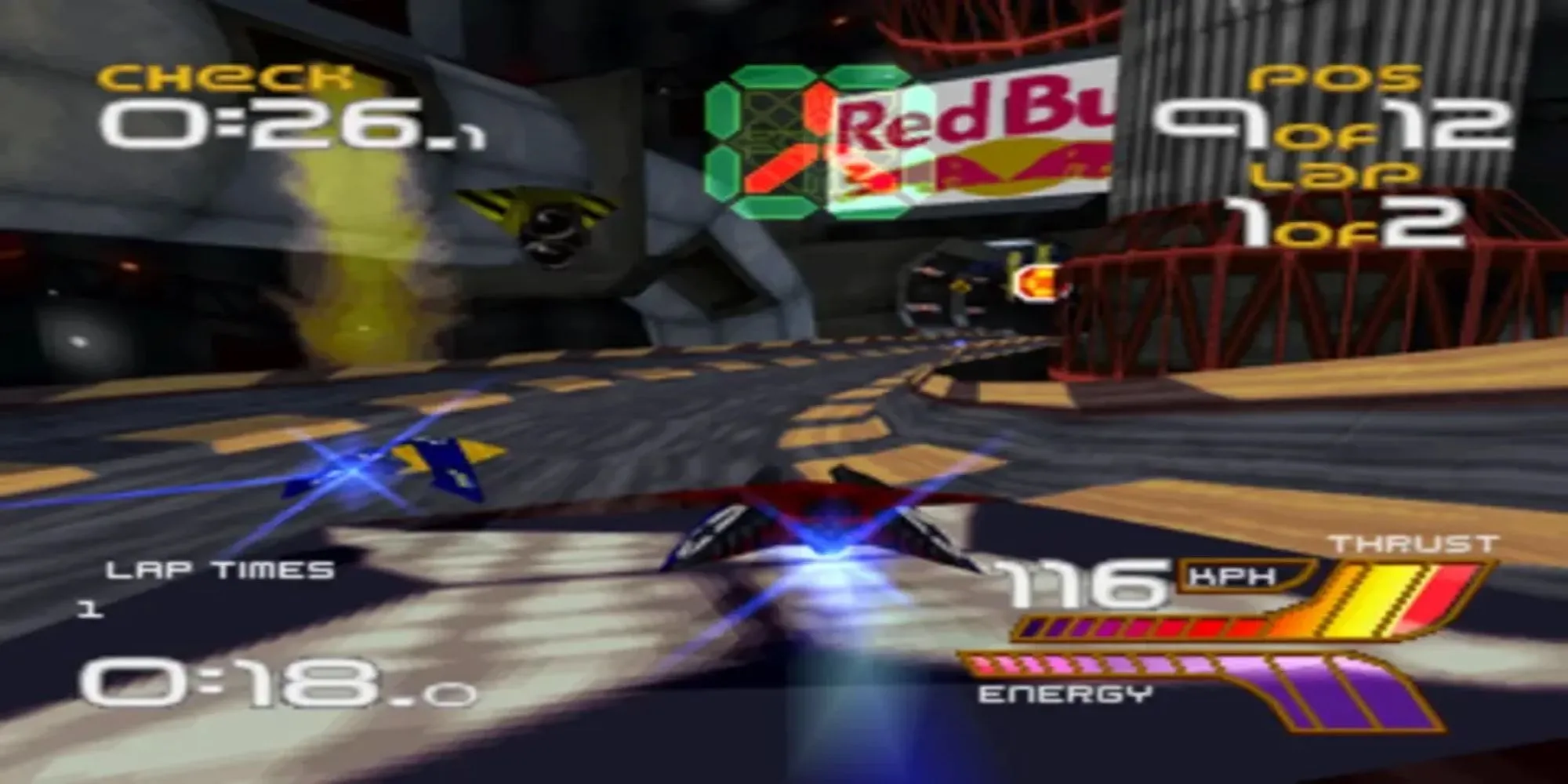 Đua xe tốc độ cao với tàu bay phản trọng lực trong Wipeout 2097 trên PS1