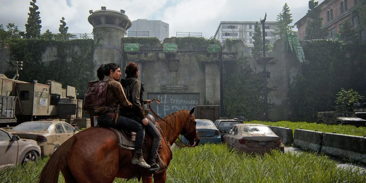 Ellie cưỡi ngựa qua thành phố Seattle đổ nát trong The Last of Us Part 2
