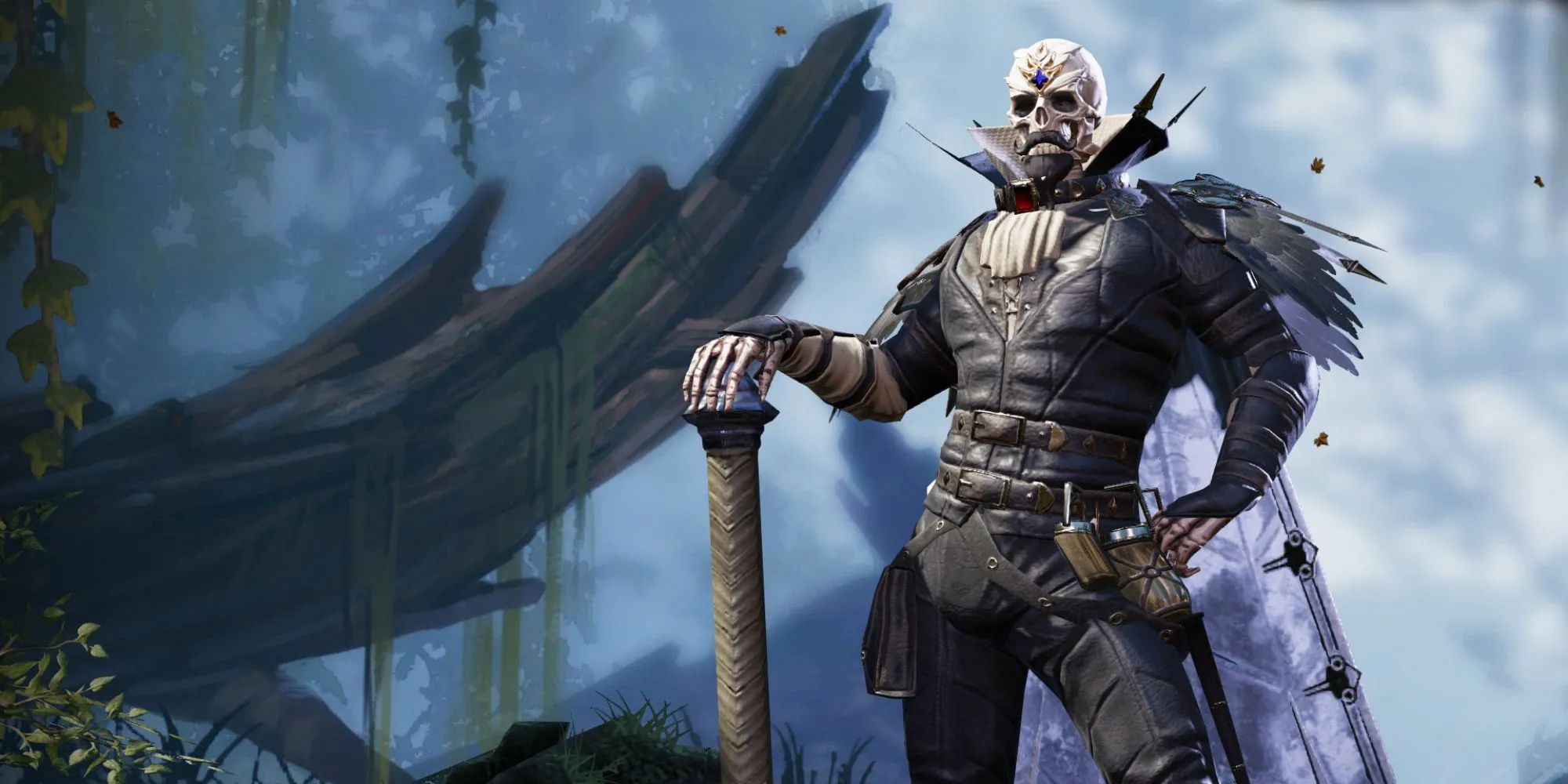 Fane, một Eternal thuộc chủng tộc Undead trong Divinity: Original Sin 2, lộ diện bộ xương.