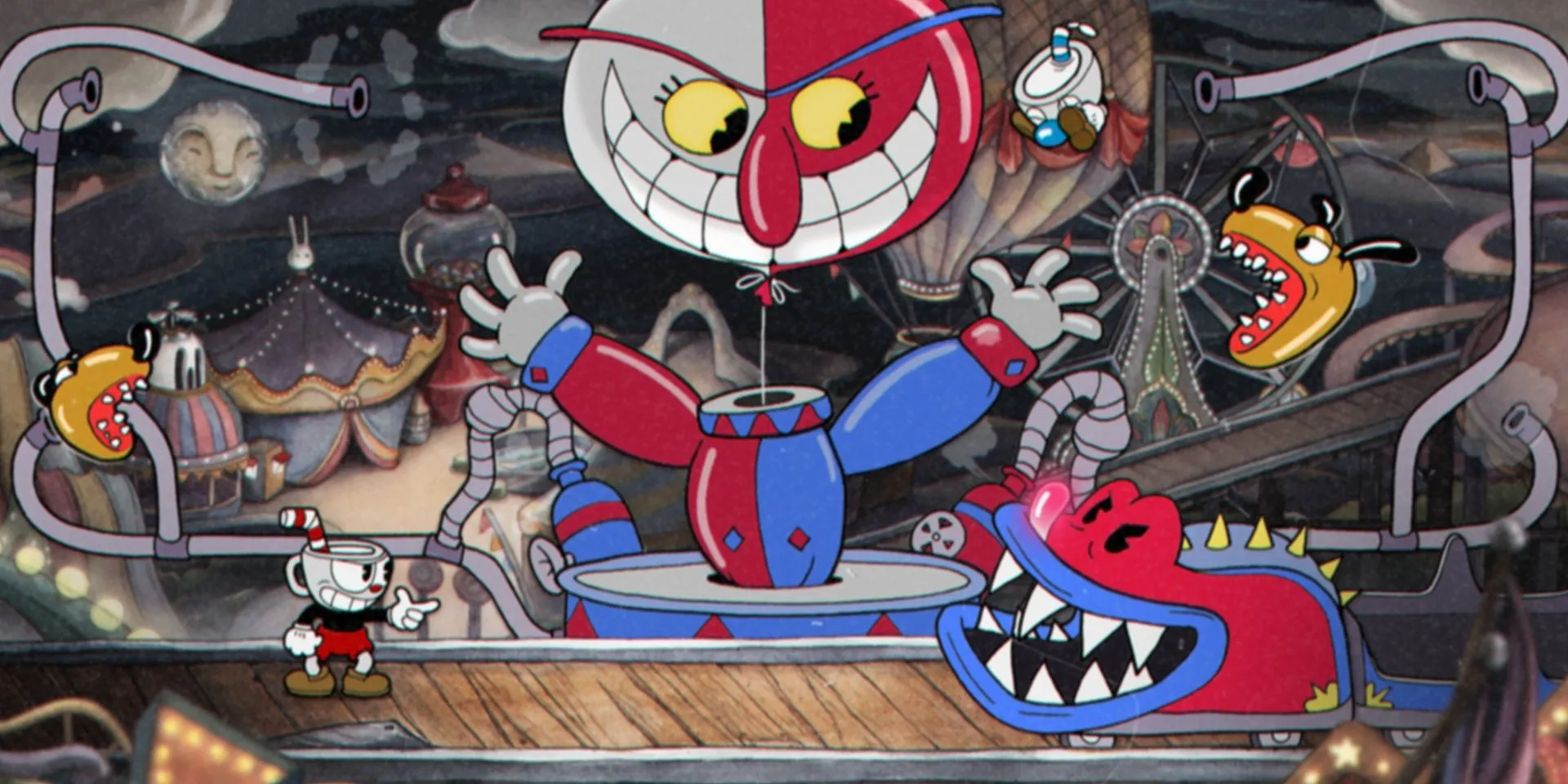 Fighting Beppi the clown in Cuphead