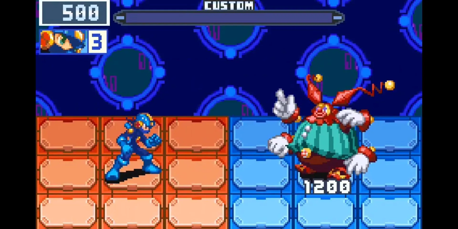 Fighting CircusMan.exe in Mega Man Battle Network 6