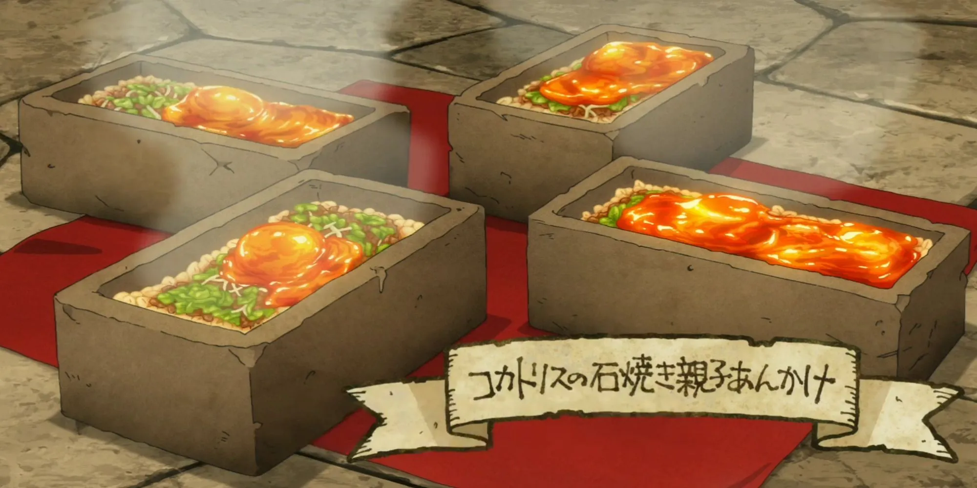 Gà Rắn đá nướng lò và trứng Ankake - món ngon chiều lòng mọi thực khách Dungeon Meshi
