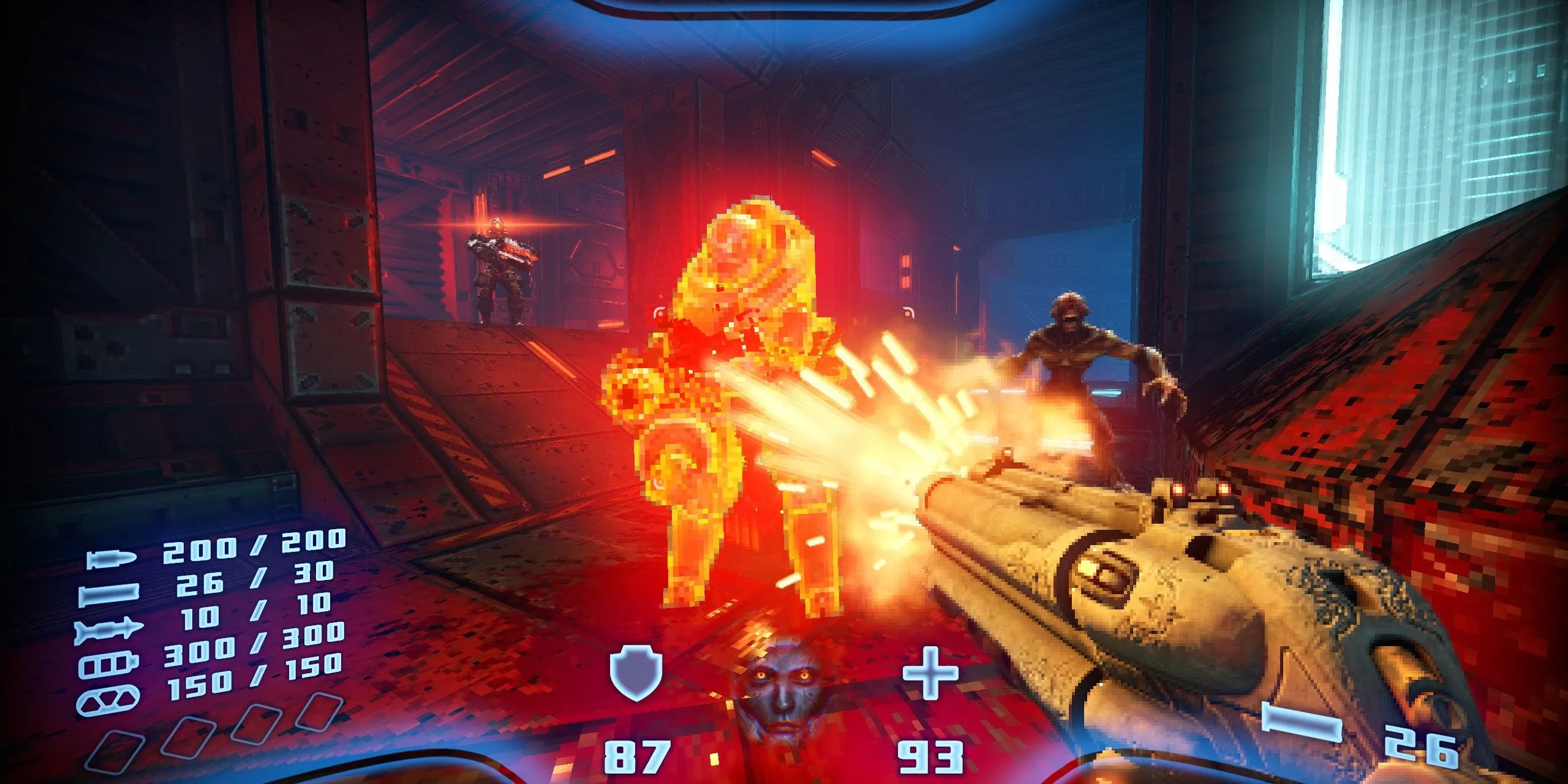 Game thủ khai hỏa khẩu Super Shotgun trong Prodeus