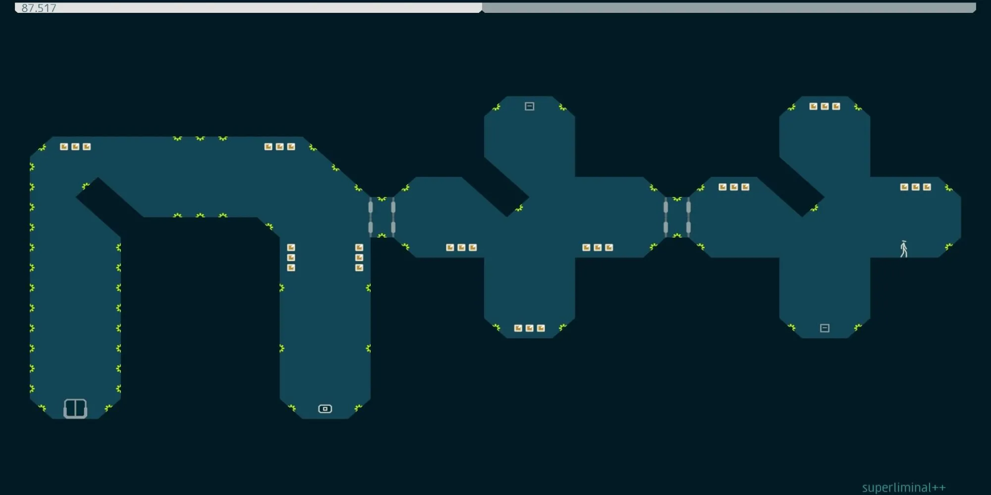 Gameplay của N++ hiển thị màn chơi và nhân vật hình que