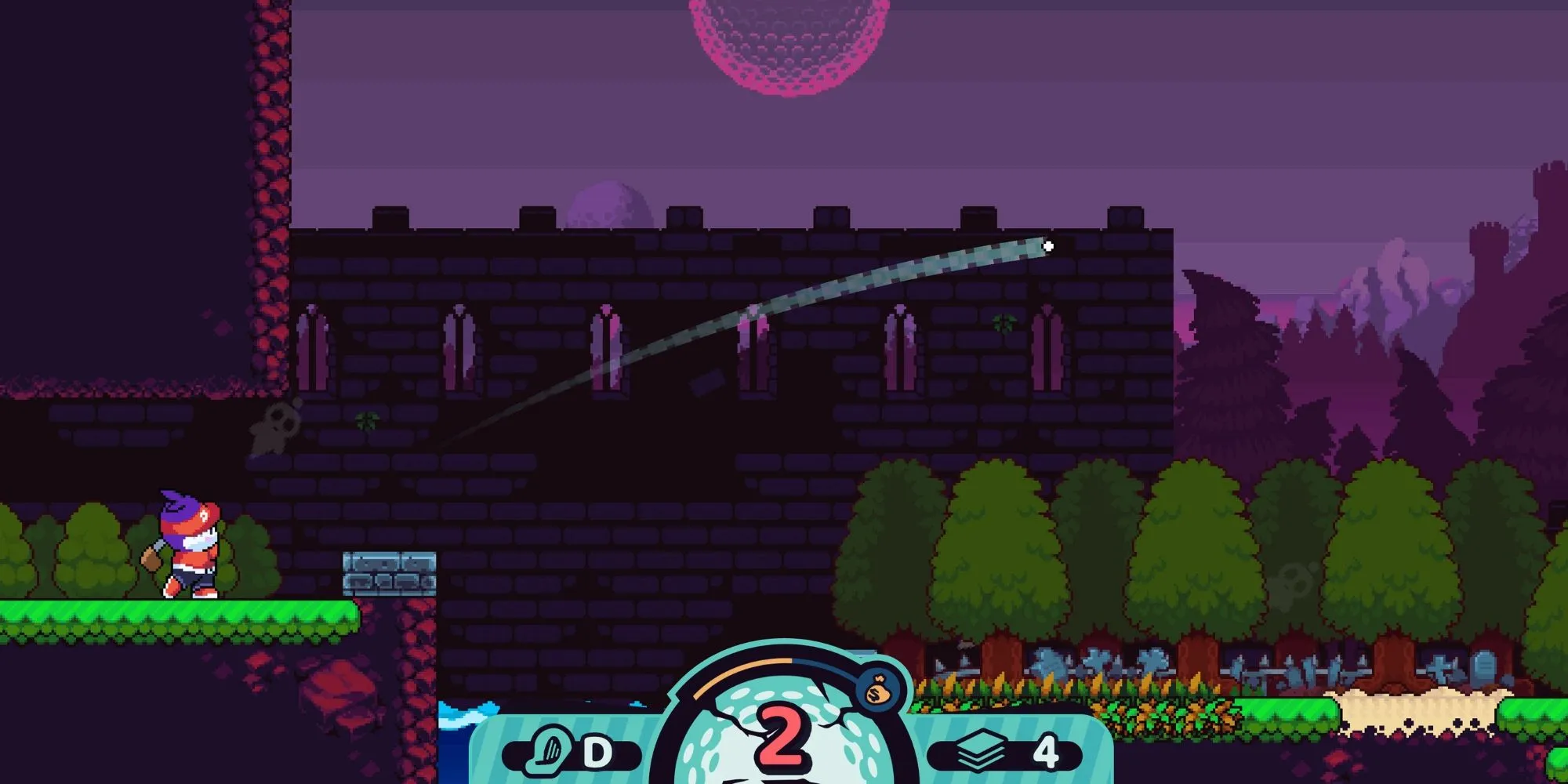 Gameplay Cursed to Golf với nhân vật đánh golf qua bẫy trong luyện ngục