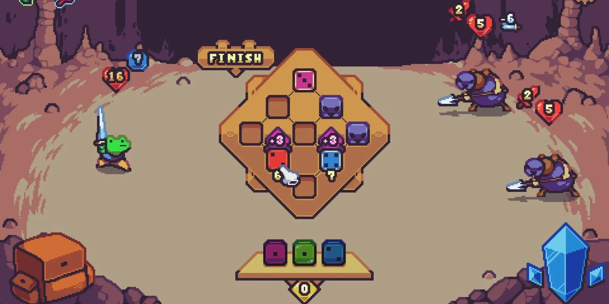 Gameplay Die In The Dungeon với xúc xắc và kẻ thù