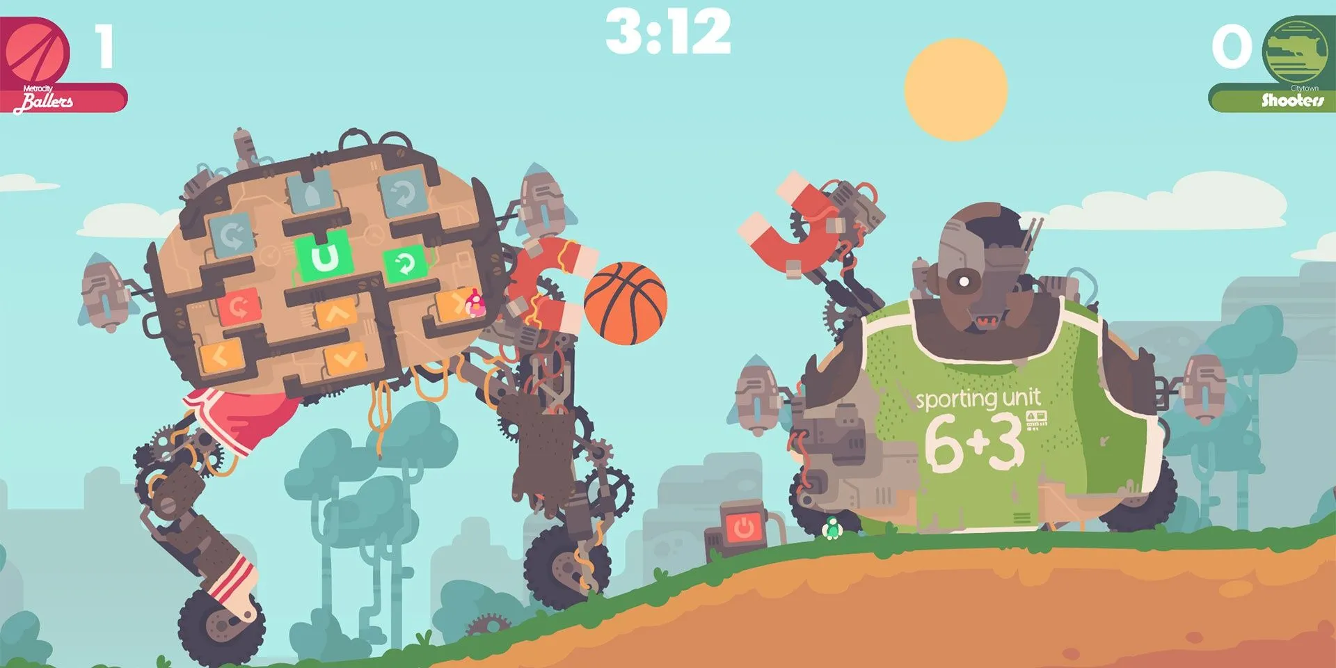 Gameplay hài hước của Regular Human Basketball với những robot khổng lồ