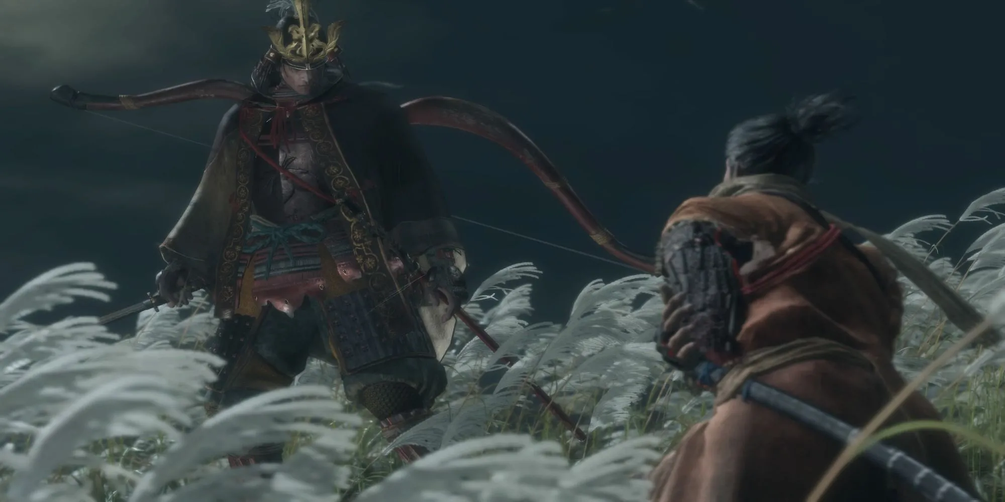 Genichiro Ashina uy nghiêm nhìn xuống người chơi trong Sekiro: Shadows Die Twice