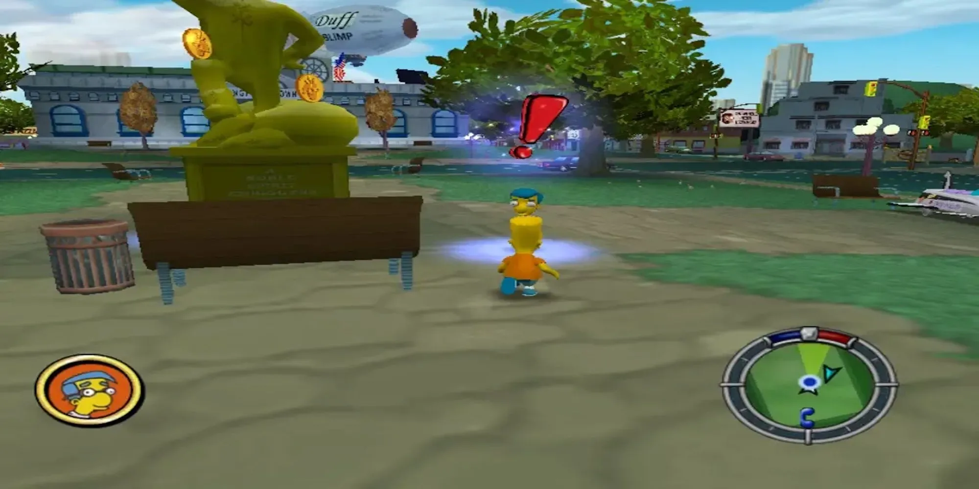 Gia đình Simpsons bên chiếc xe màu hồng quen thuộc trong game The Simpsons Hit &amp; Run